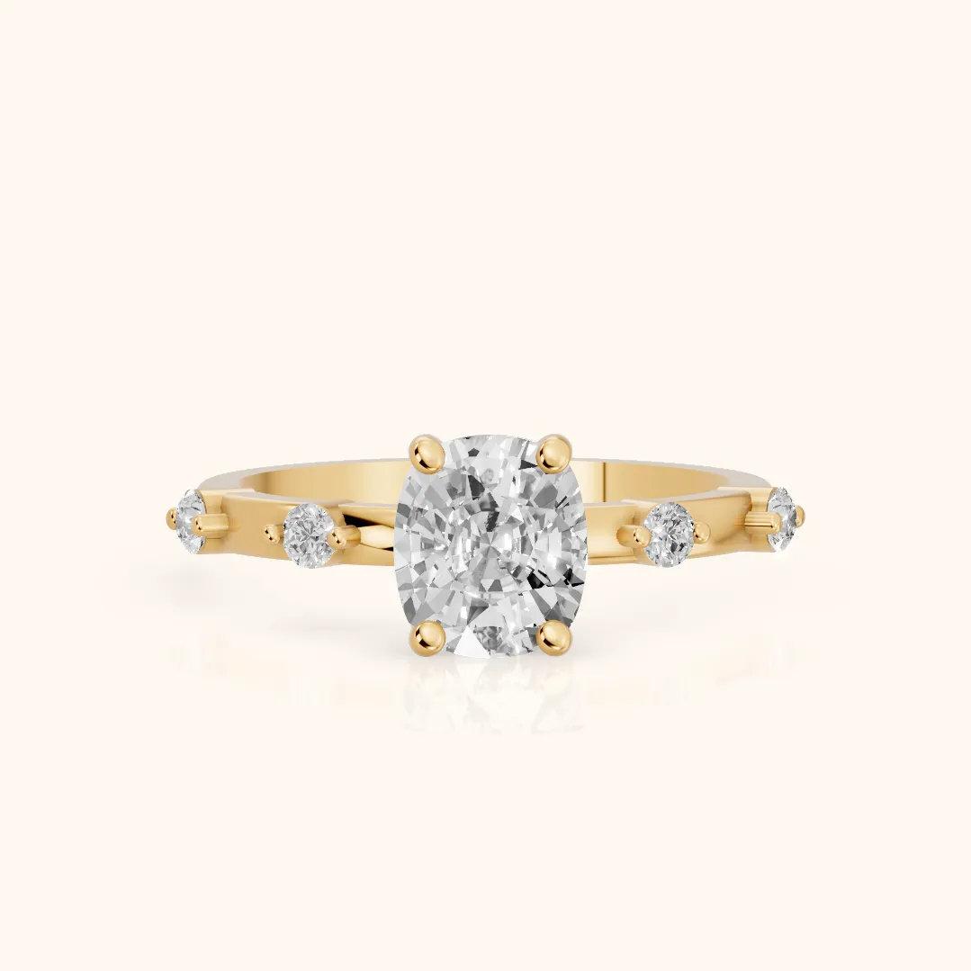 Elena Radiance Solitaire Cushion Diamond Engagement Ring in Yellow Gold