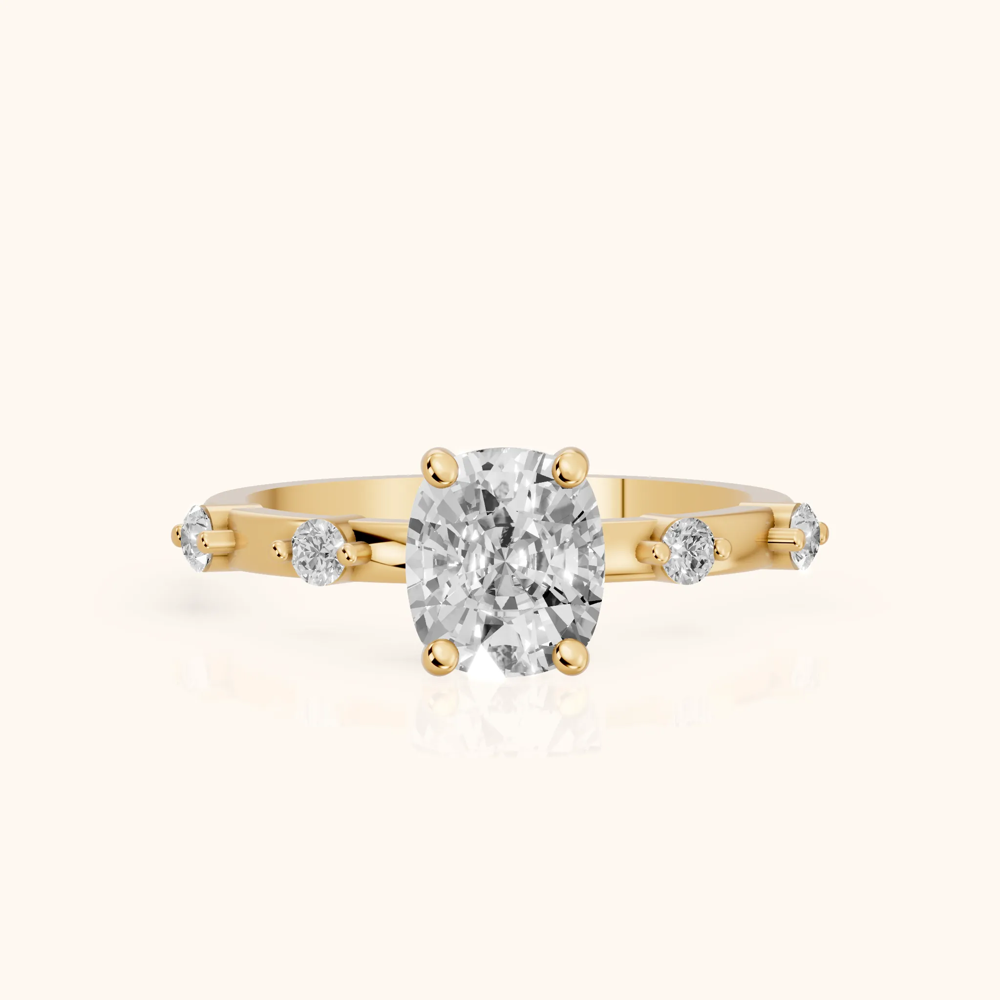 Bague de Fiançailles Solitaire Diamant Coussin Elena Radiance en Or Jaune — view 1