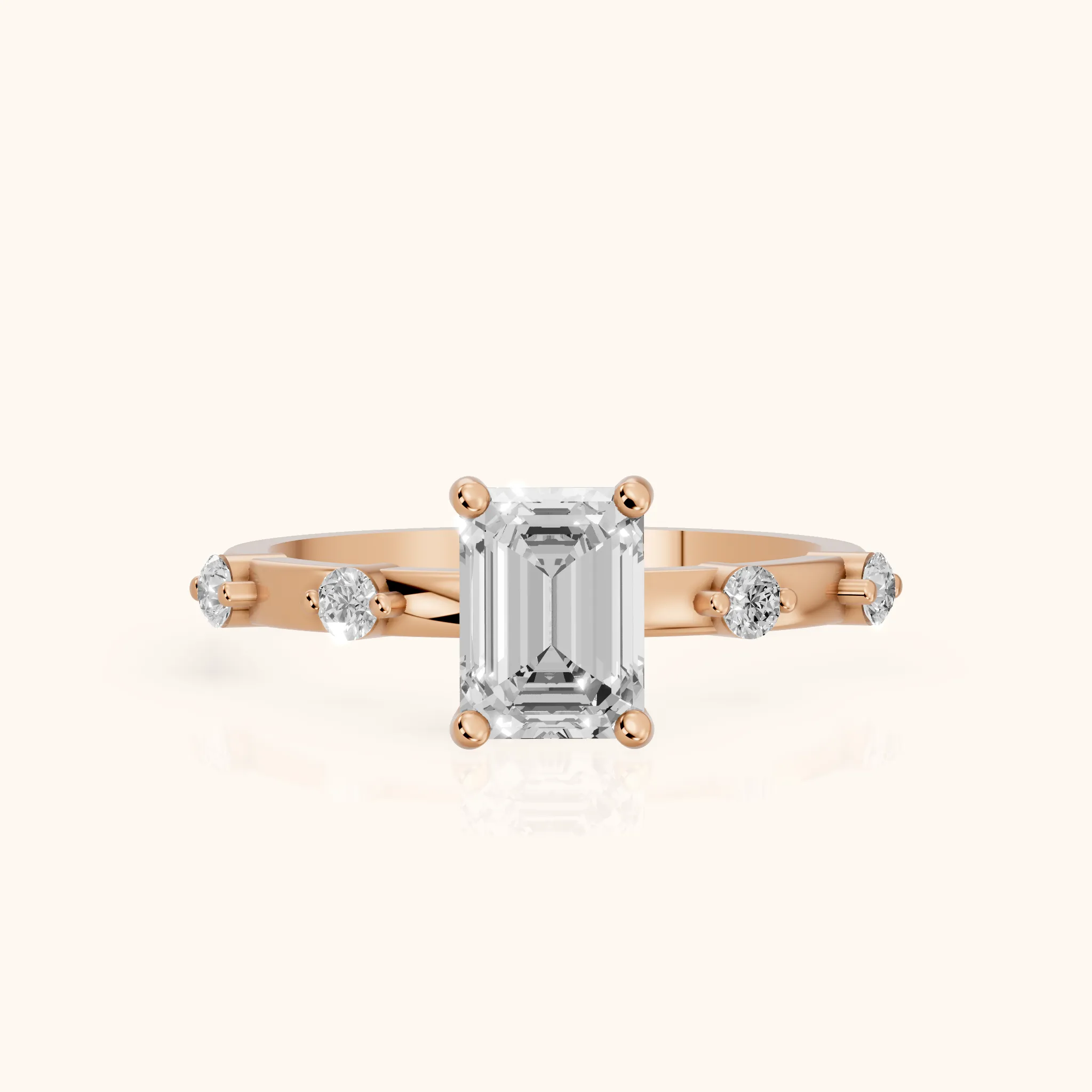 Bague de Fiançailles Solitaire Émeraude et Diamant Elena Radiance en Or Rose — view 1