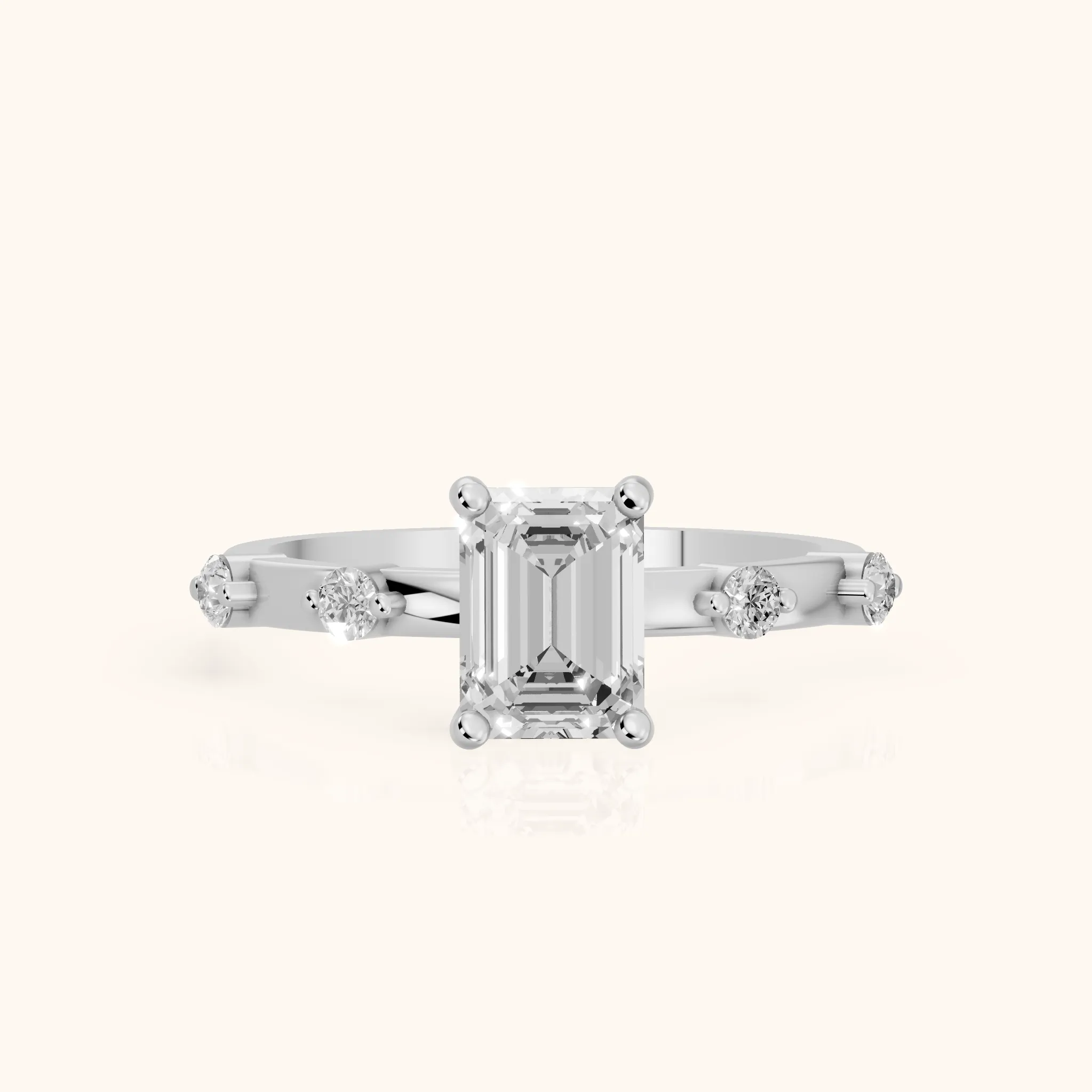 Bague de Fiançailles Solitaire Diamant Émeraude Elena Radiance en Or Blanc — view 1
