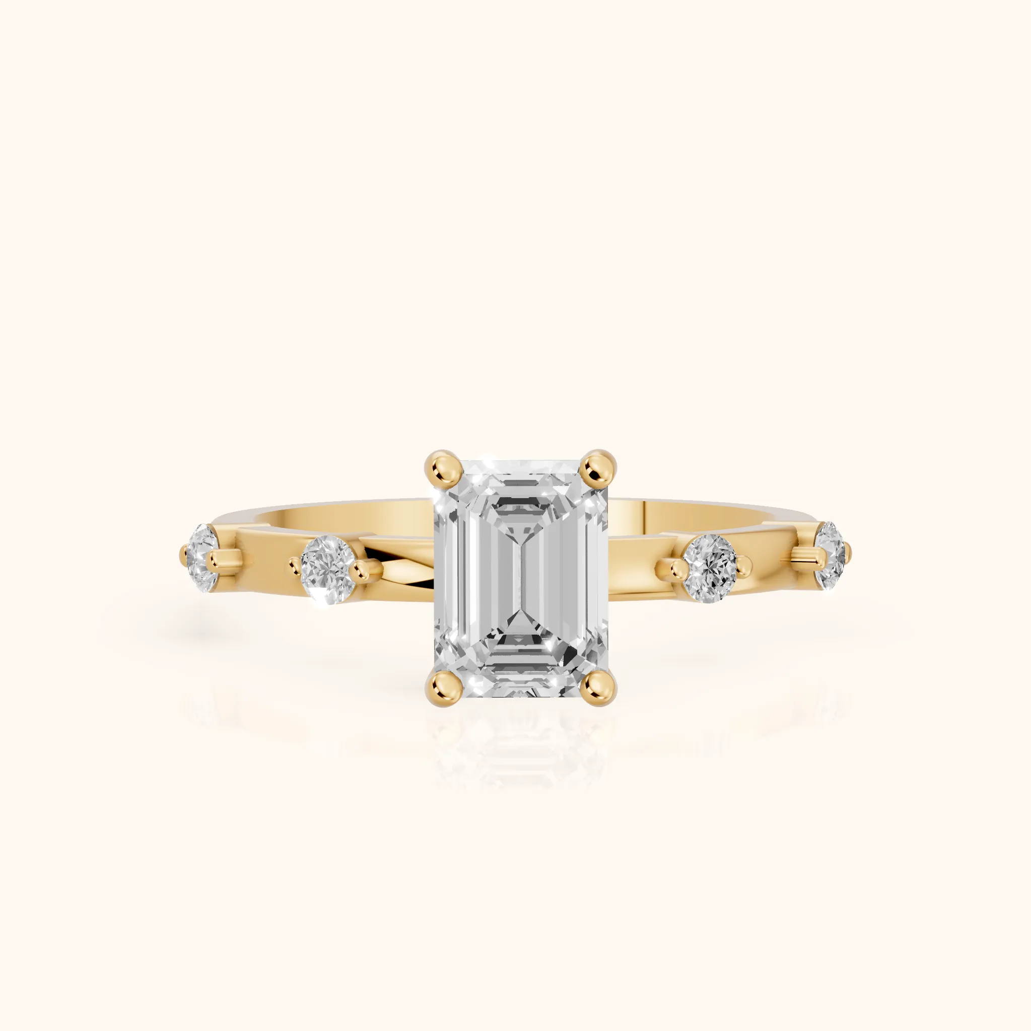 Bague de Fiançailles Solitaire Diamant Émeraude Elena Radiance en Or Jaune — view 1