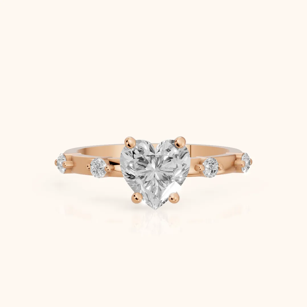 Bague de fiançailles Elena Radiance solitaire cœur diamant en or rose