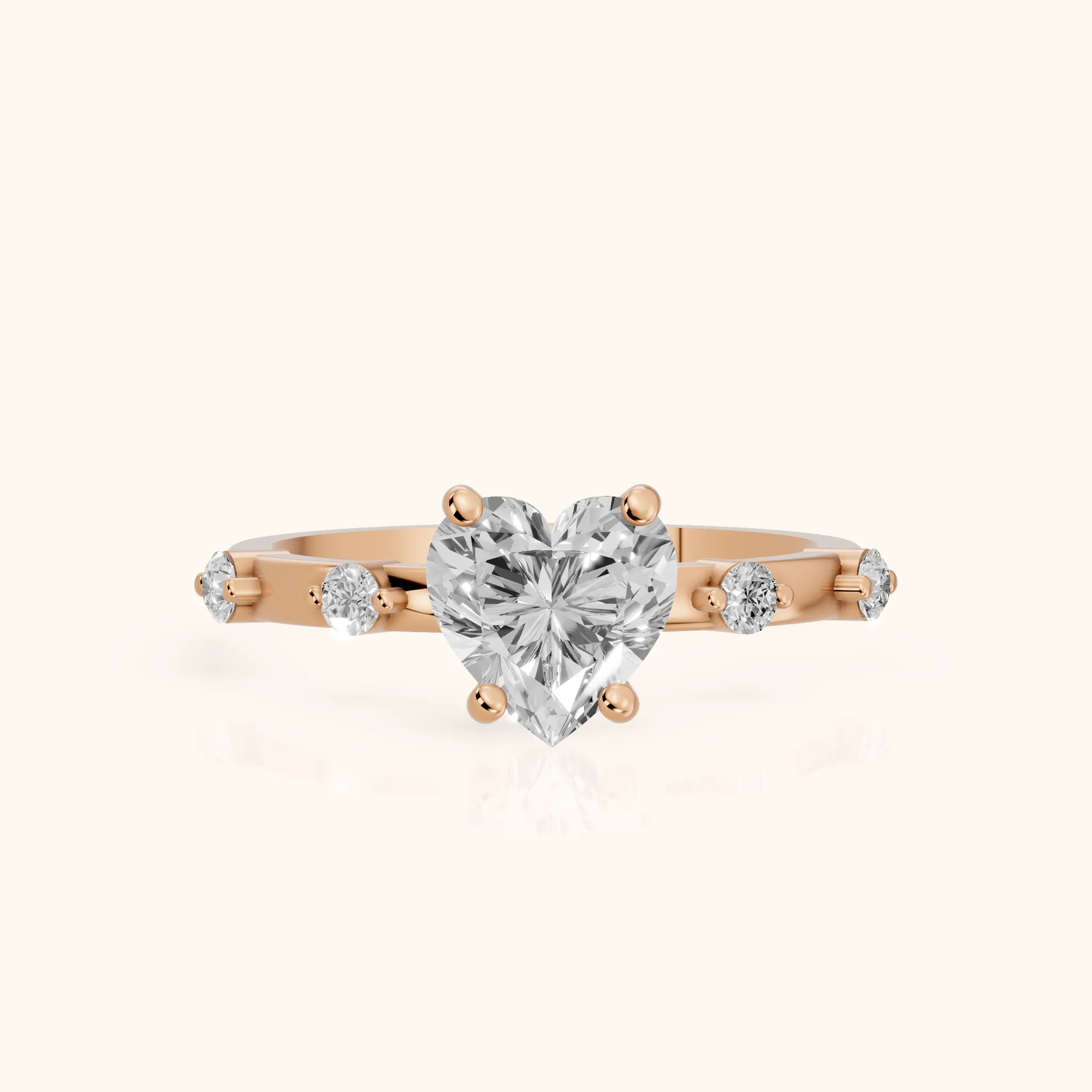 Bague de fiançailles Elena Radiance solitaire cœur diamant en or rose — view 1