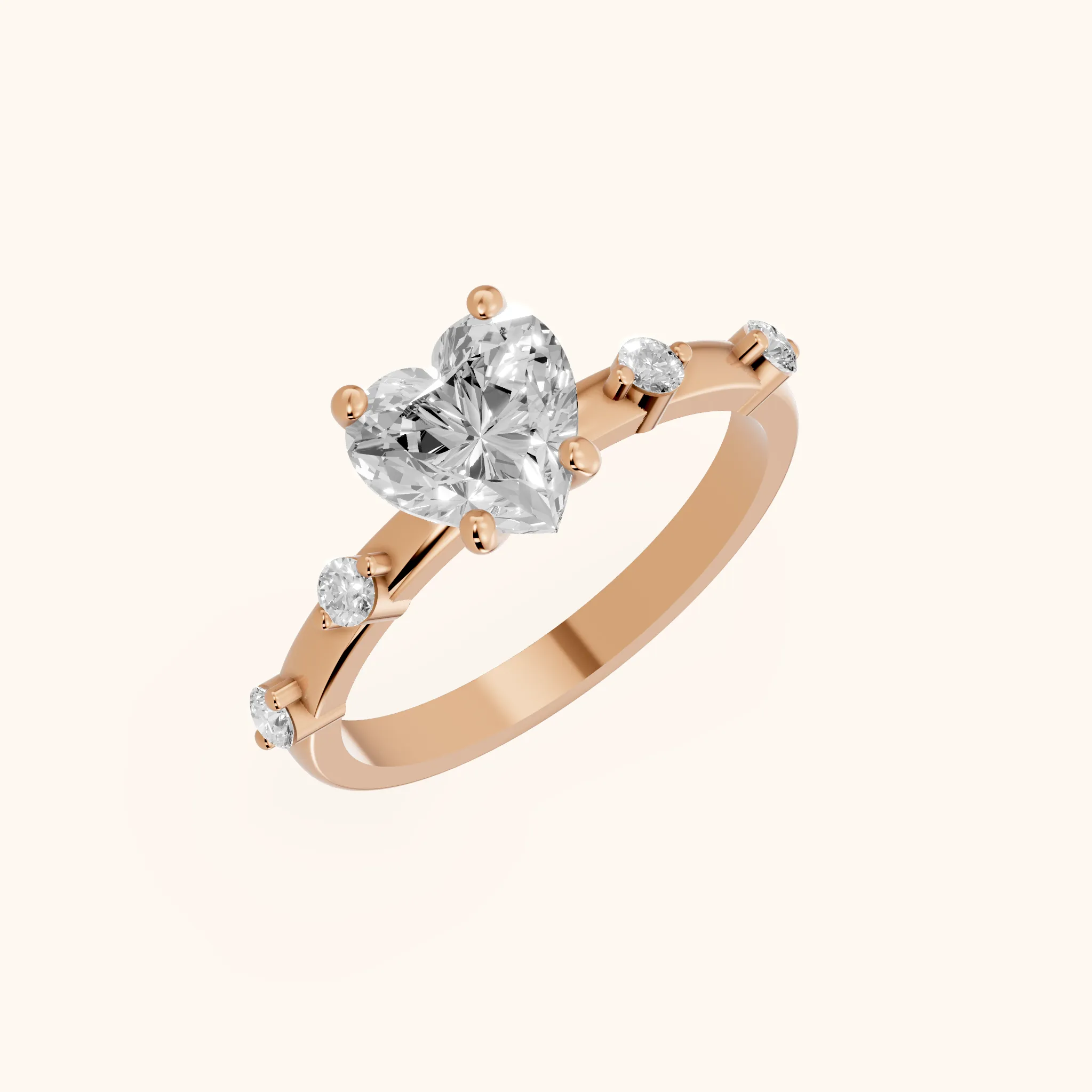 Bague de fiançailles Elena Radiance solitaire cœur diamant en or rose