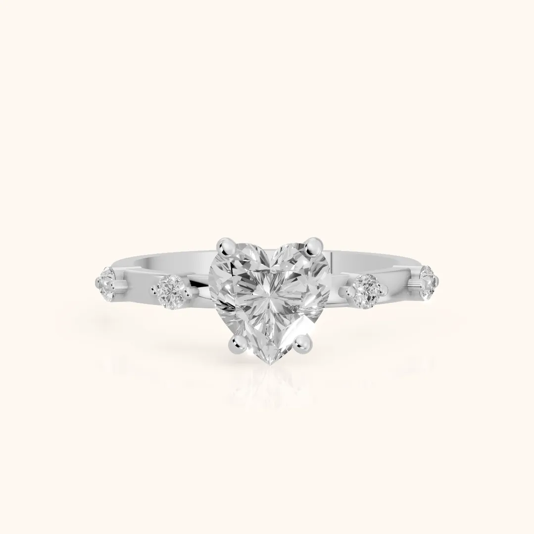 Elena Radiance Solitaire Heart Diamond Engagement Ring in White Gold