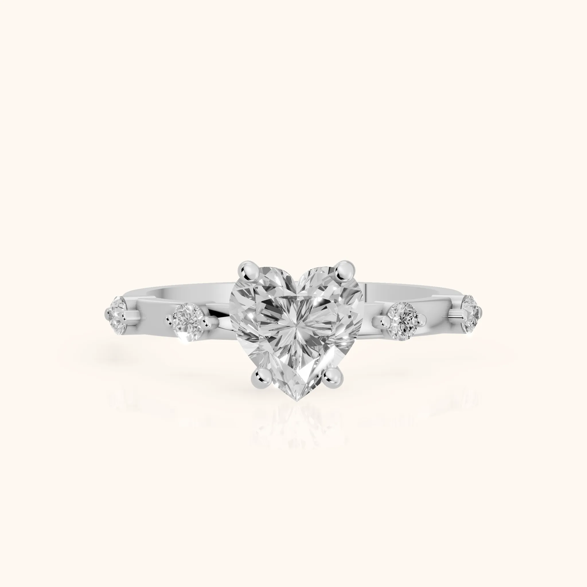 Bague de fiançailles en or blanc avec diamant solitaire cœur Elena Radiance — view 1