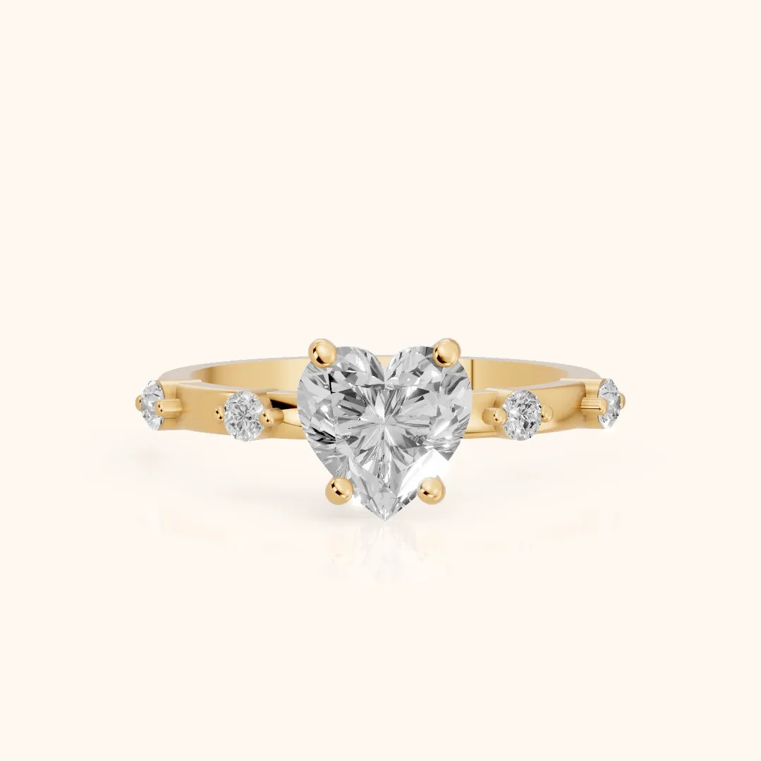 Elena Radiance Solitaire Heart Diamond Engagement Ring in Yellow Gold