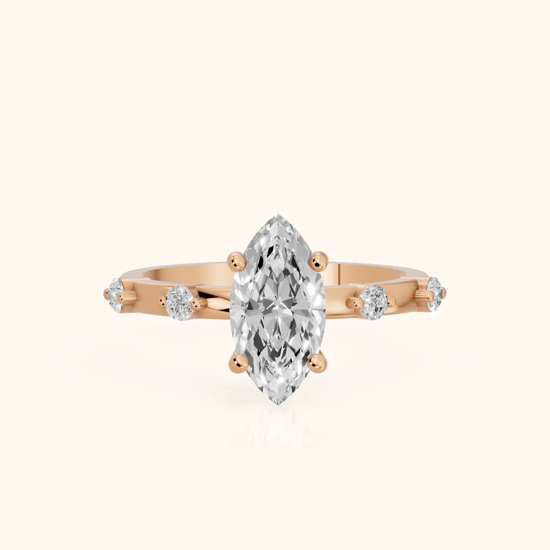 Bague de Fiançailles Solitaire Elena Radiance Diamant Marquise en Or Rose