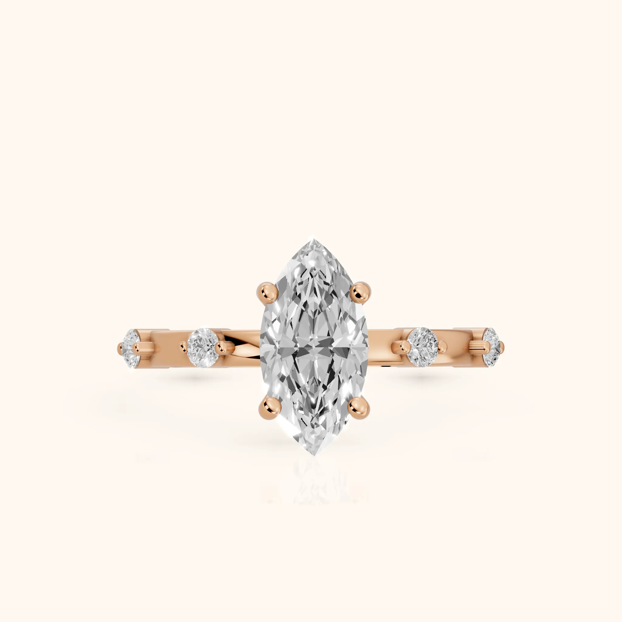 Elena Radiance Solitaire Marquise Diamond Engagement Ring in Rose Gold — view 1