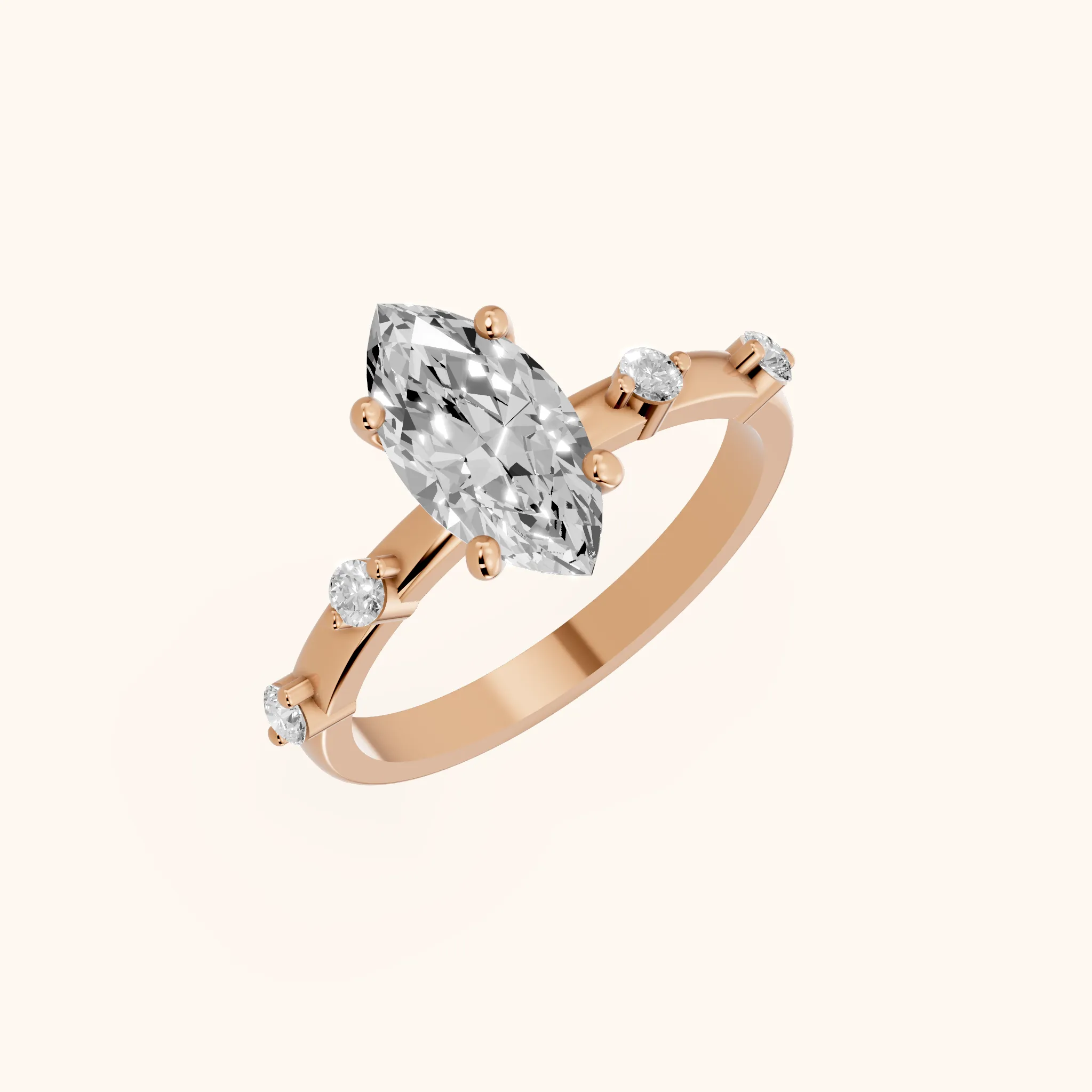 Bague de Fiançailles Solitaire Elena Radiance Diamant Marquise en Or Rose
