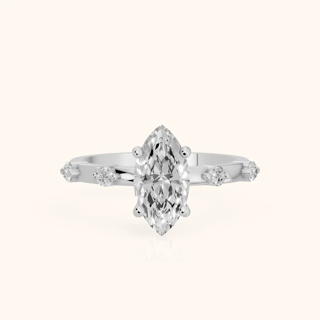 Elena Radiance Solitaire Marquise Diamond Engagement Ring in White Gold
