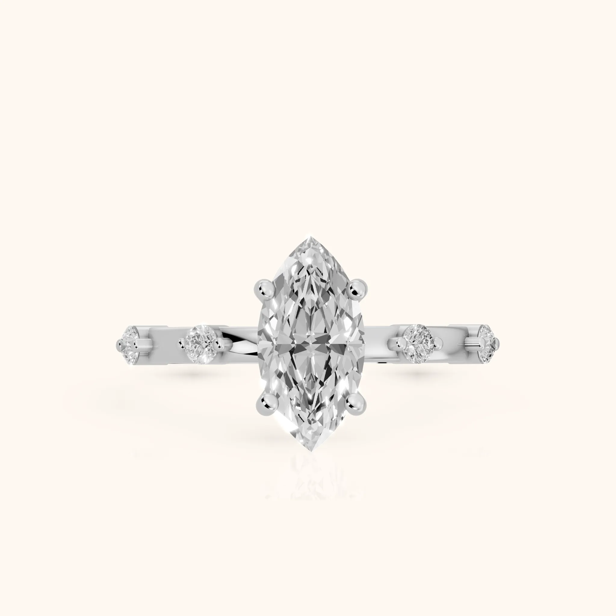 Bague de Fiançailles Solitaire Marquise en Or Blanc Elena Radiance — view 1
