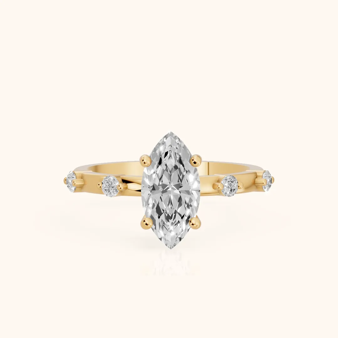 Elena Radiance Solitaire Marquise Diamond Engagement Ring in Yellow Gold