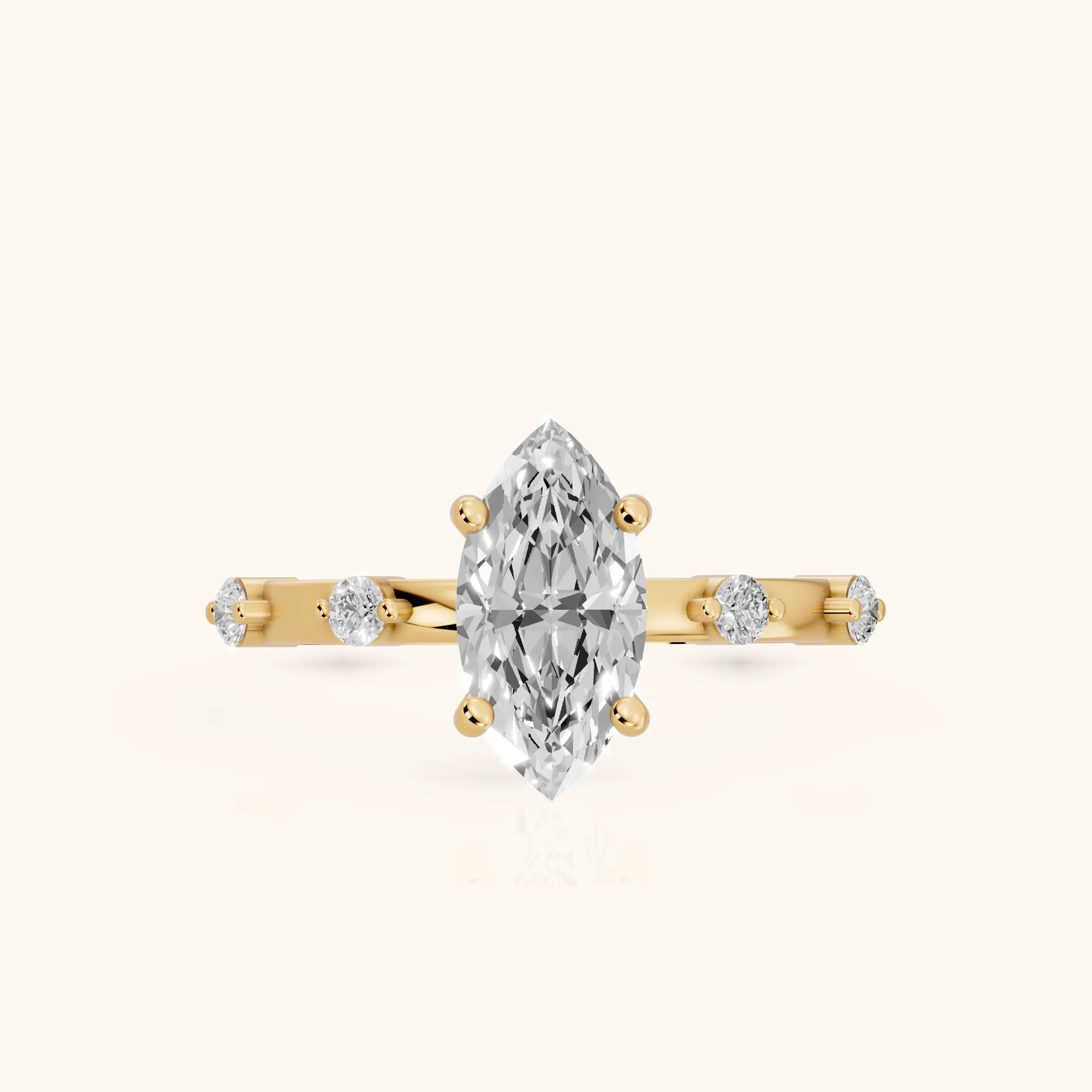 Bague de fiançailles en or jaune avec diamant taille marquise solitaire Elena Radiance — view 1