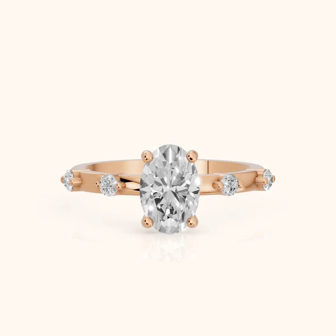 Elena Radiance Oval Diamond Engagement Ring in Rose Gold