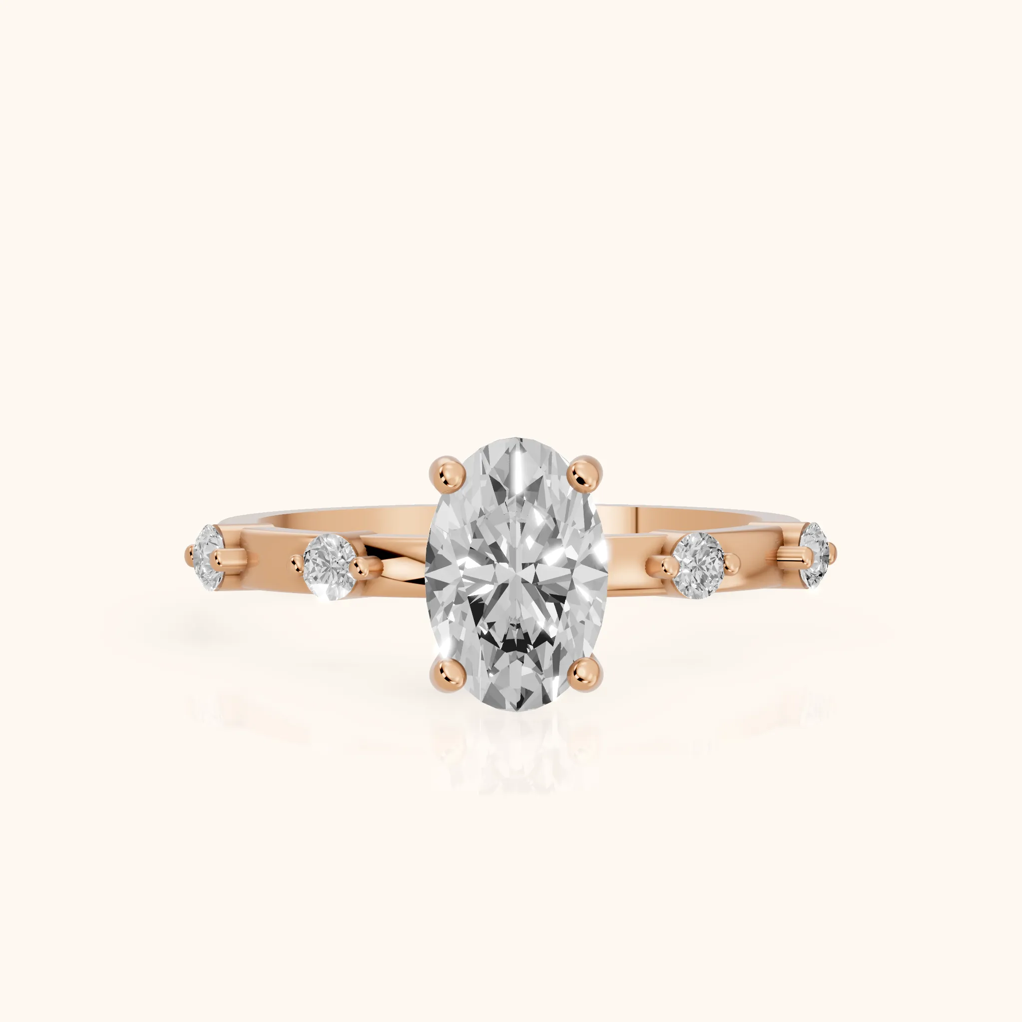 Bague de Fiançailles Elena Radiance Ovale en Or Rose et Diamant — view 1