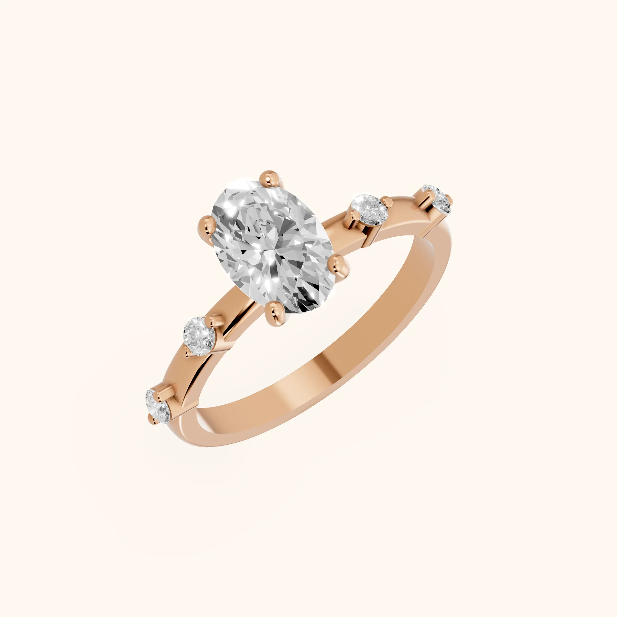 Elena Radiance Oval Diamond Engagement Ring in Rose Gold