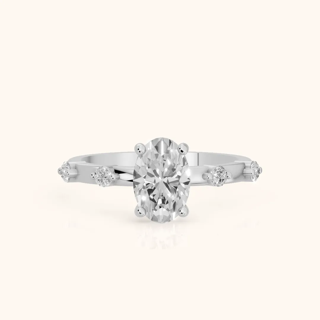 Elena Radiance Oval Diamond Engagement Ring in White Gold