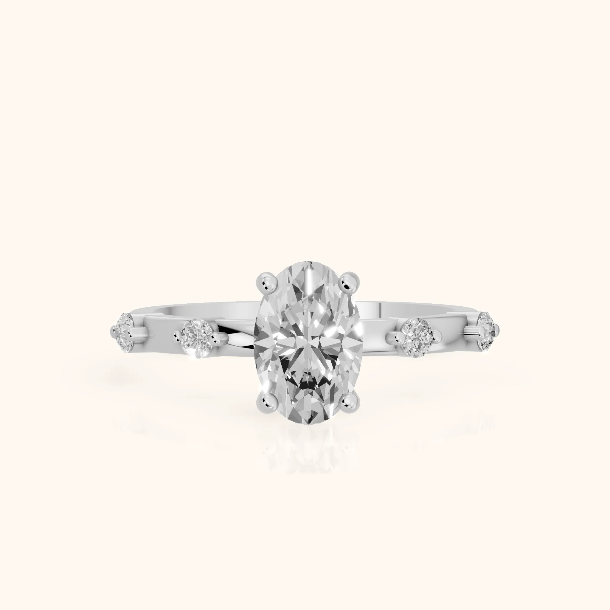Bague de Fiançailles Ovale Elena Radiance en Or Blanc — view 1