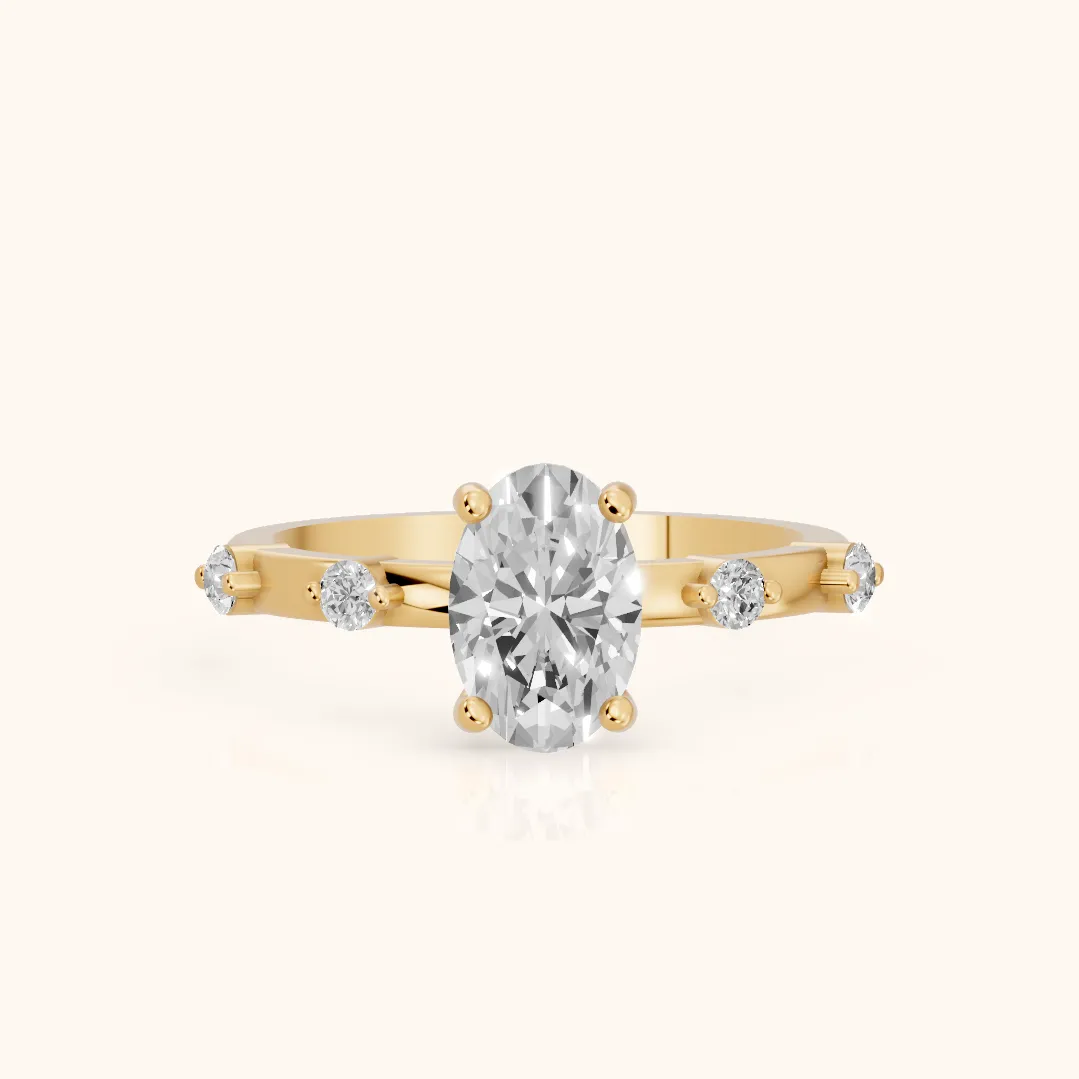Elena Radiance Oval Diamond Engagement Ring in Yellow Gold