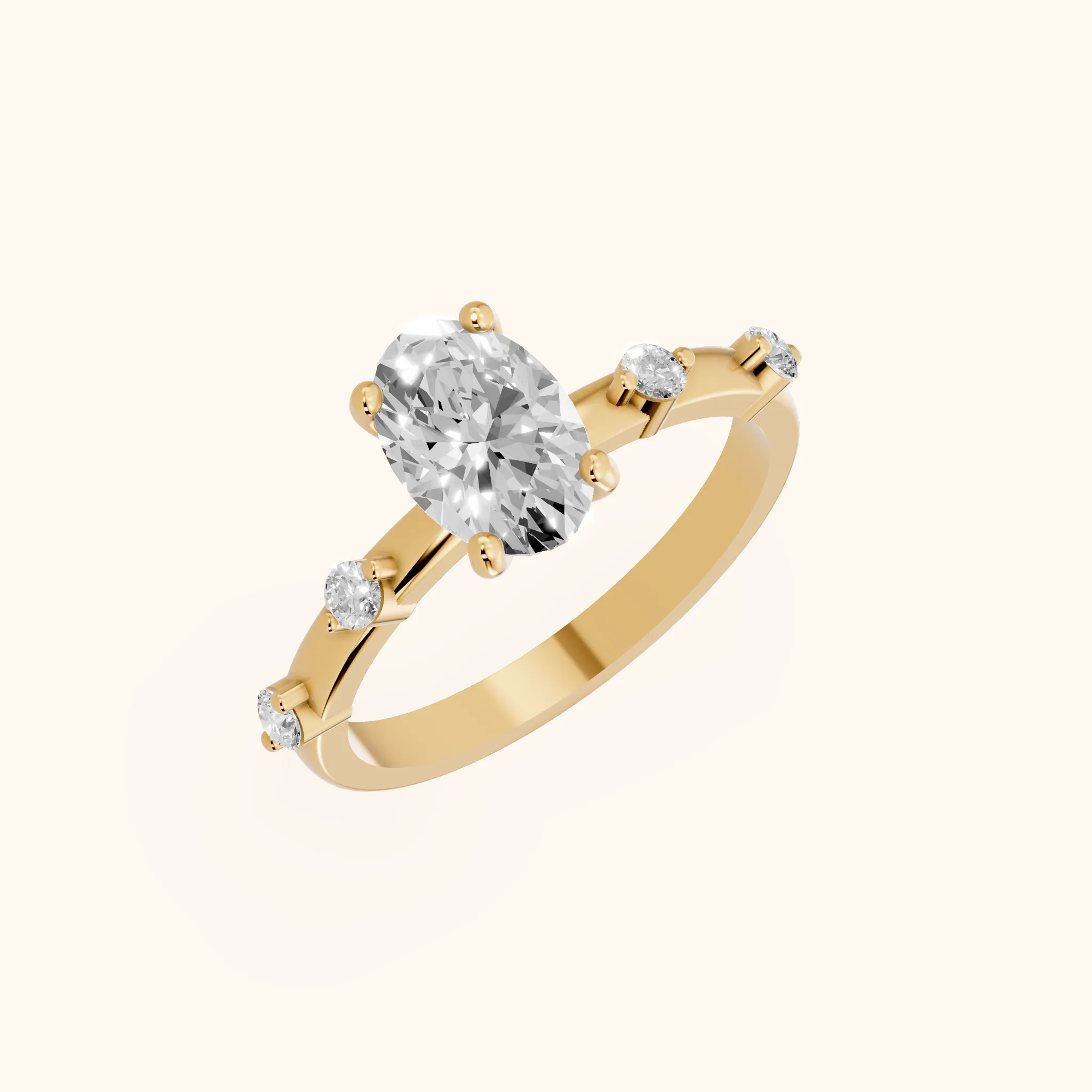 Elena Radiance Oval Diamond Engagement Ring in Yellow Gold