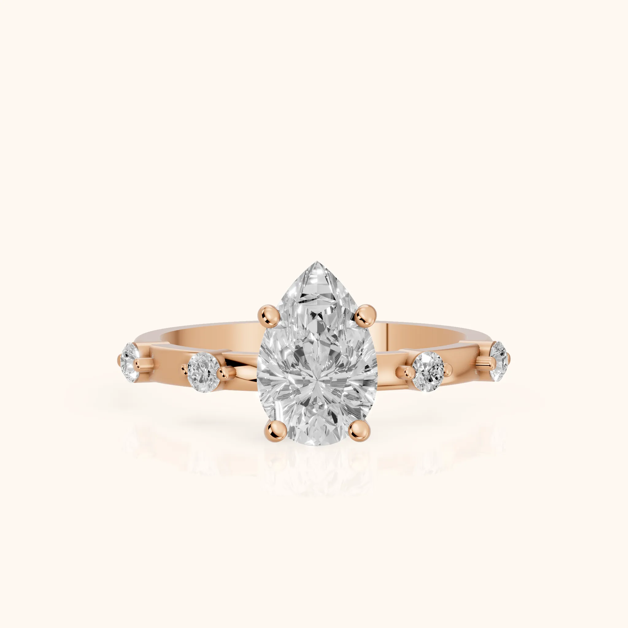 Bague de Fiançailles Solitaire Poire Elena Radiance en Or Rose — view 1