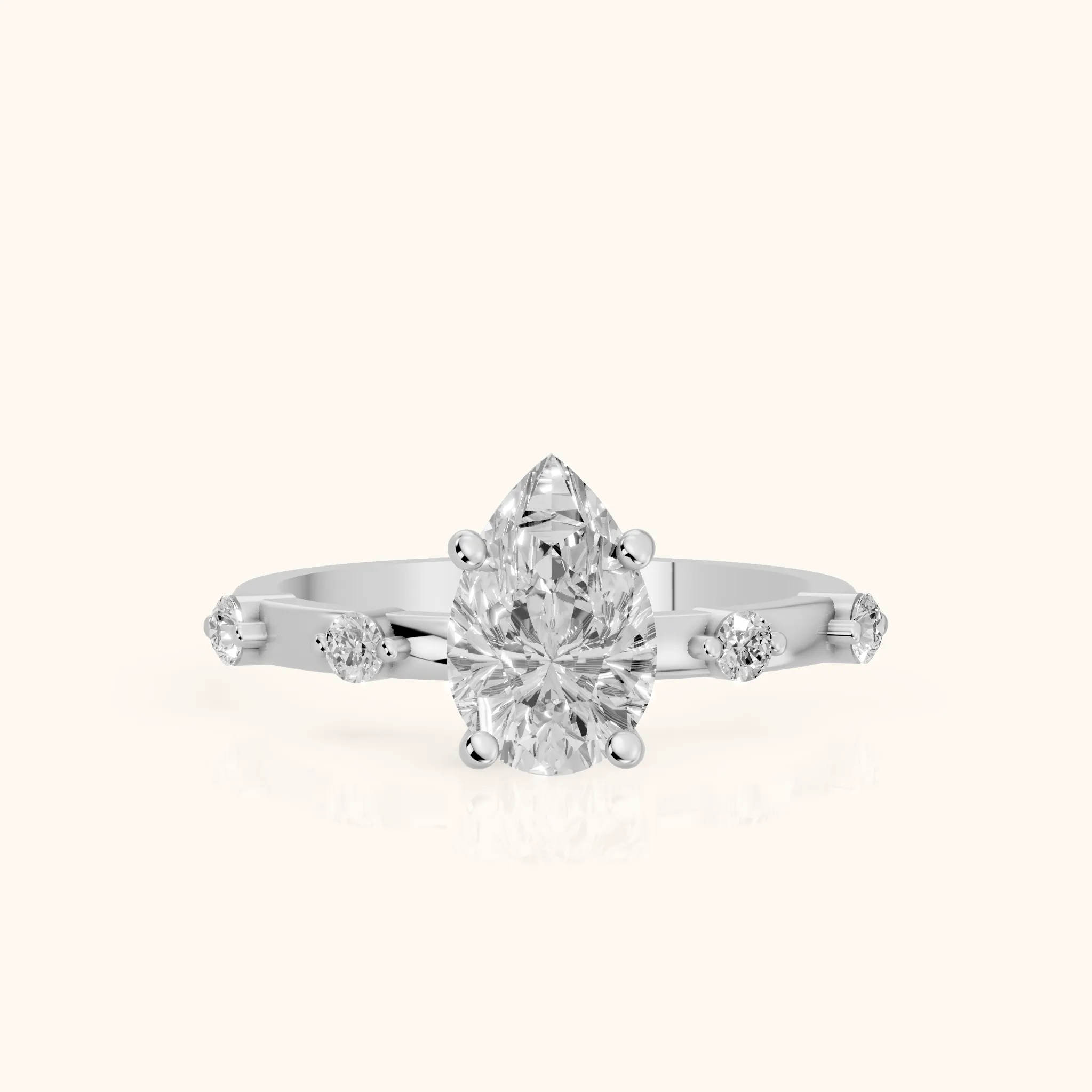 Bague de Fiançailles Solitaire Poire Diamant Elena Radiance en Or Blanc — view 1