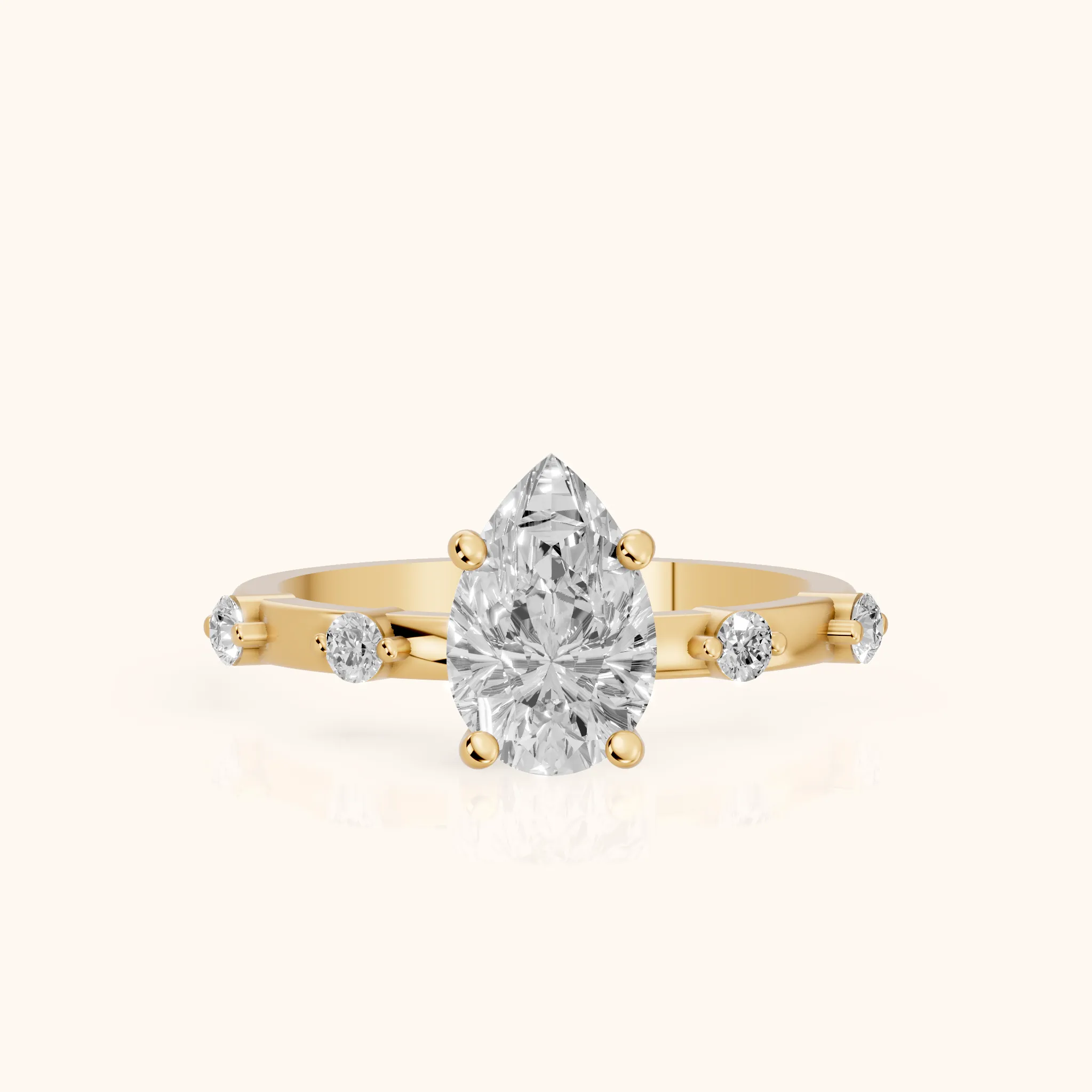 Bague de Fiançailles Solitaire Poire Diamant Elena Radiance en Or Jaune — view 1
