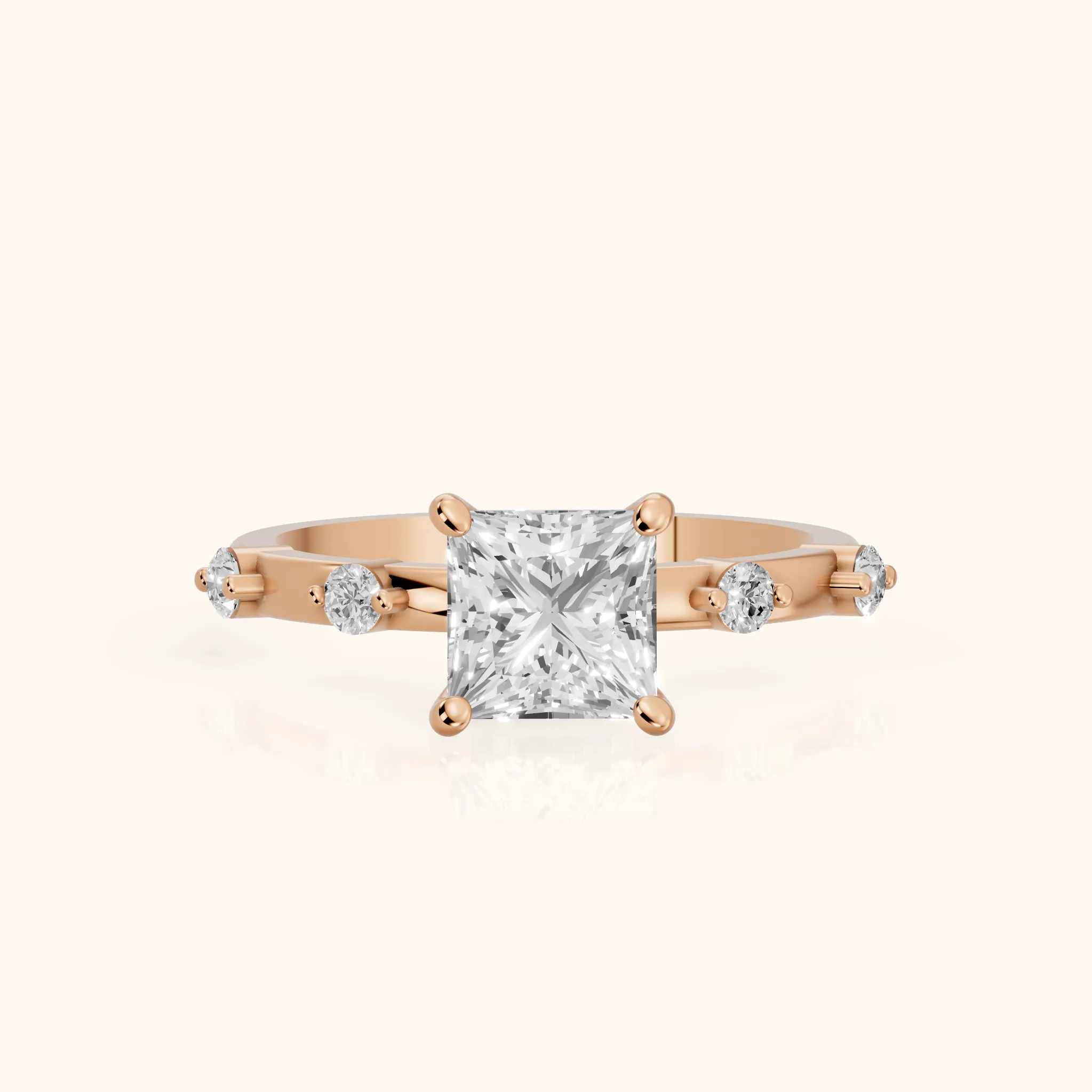 Bague de Fiançailles Diamant Taille Princesse Elena Radiance en Or Rose — view 1