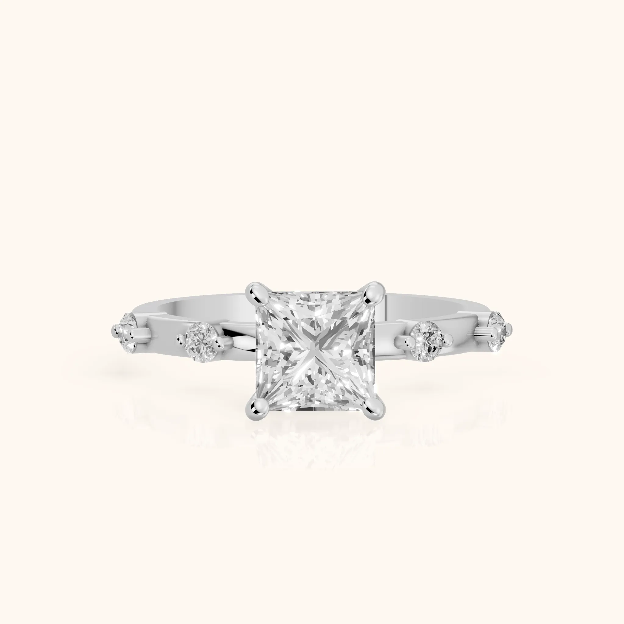 Bague de fiançailles en or blanc avec diamant taille princesse Elena Radiance — view 1