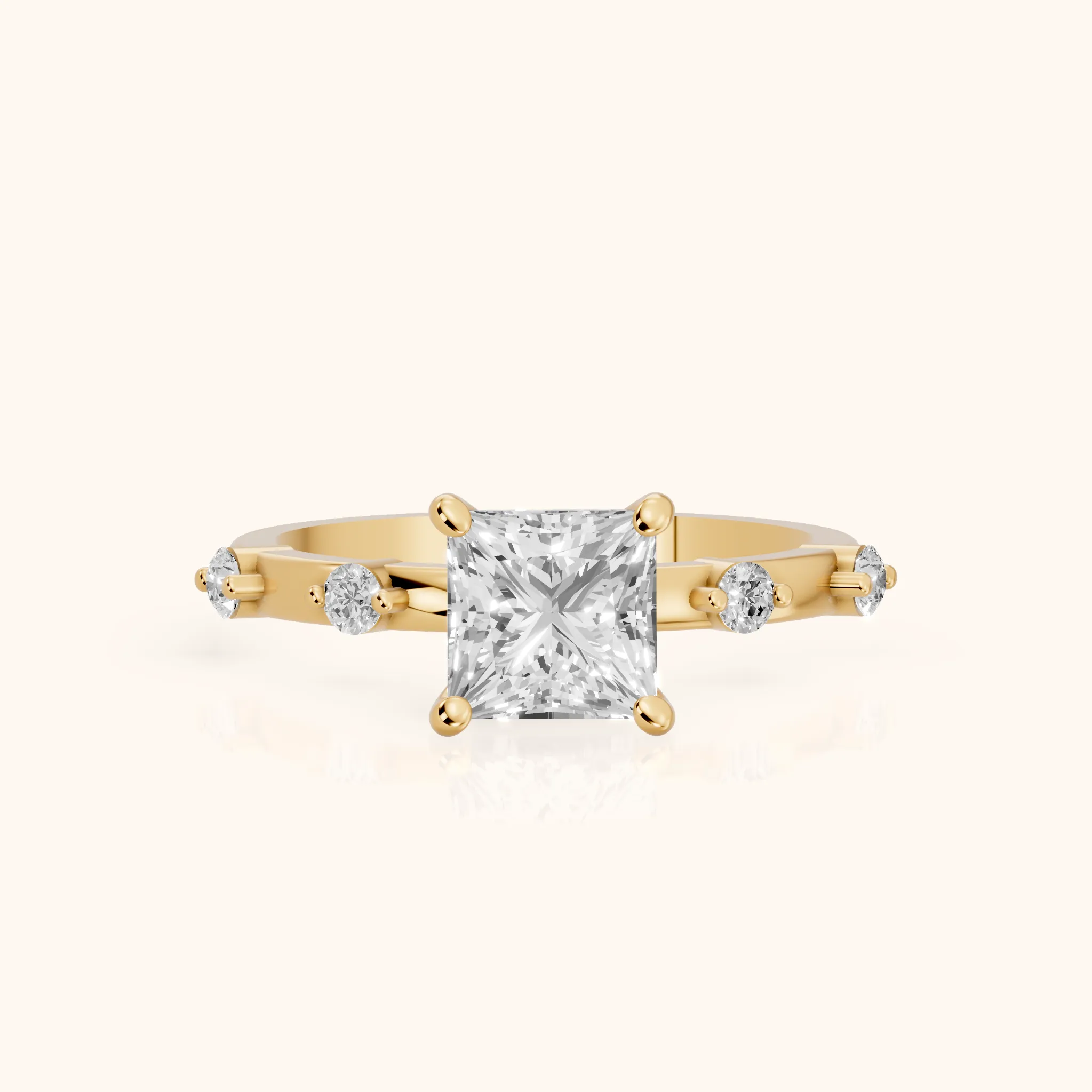 Bague de Fiançailles Elena en Or Jaune avec Diamant Taille Princesse — view 1