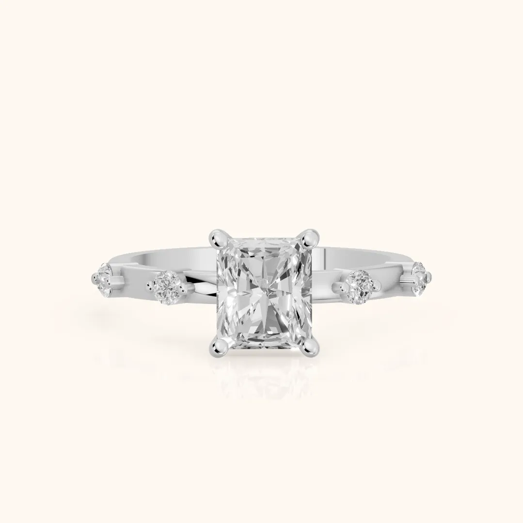 Elena Radiance Radiant Diamond Engagement Ring in White Gold