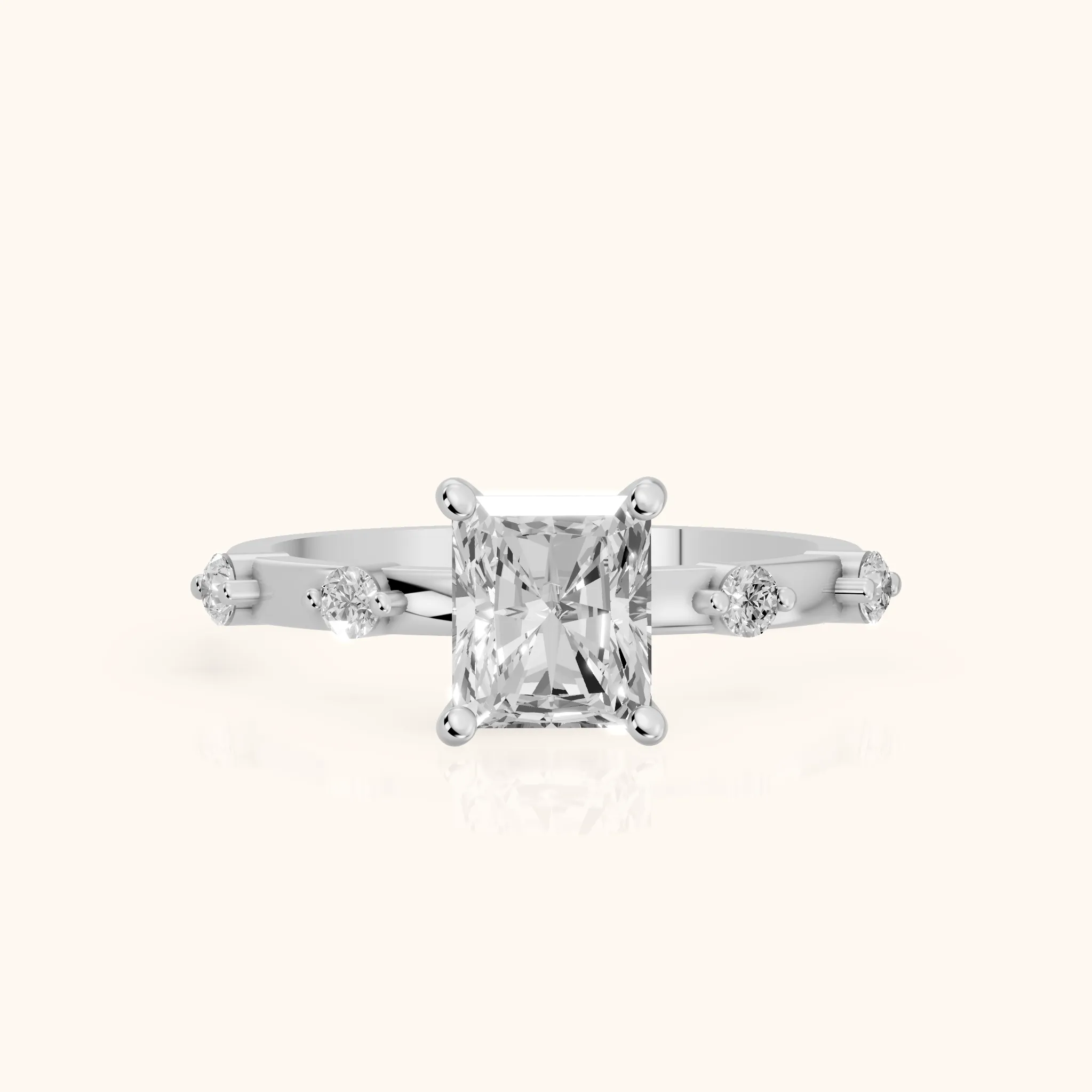 Elena Radiance Radiant Diamond Engagement Ring in White Gold — view 1