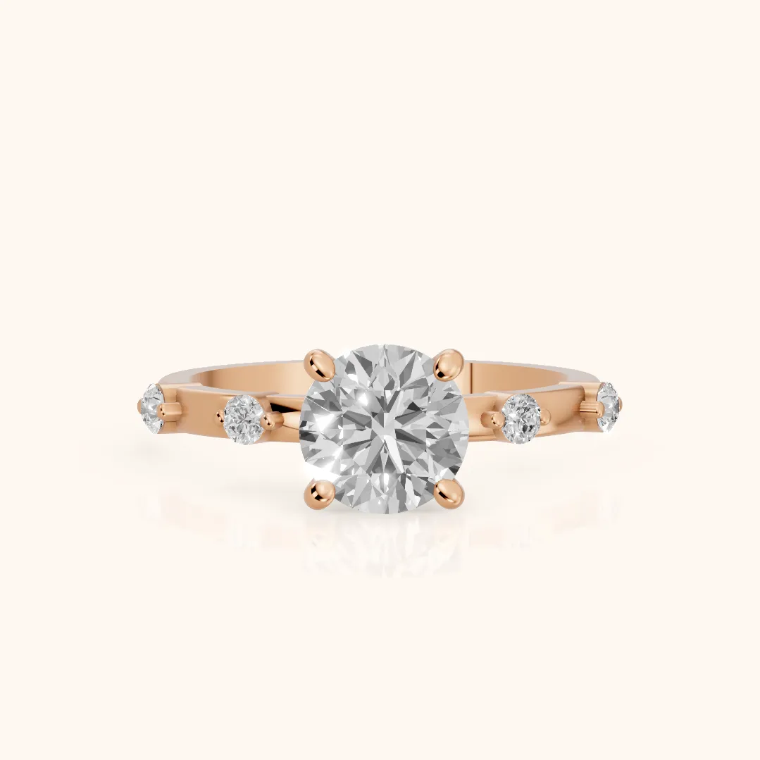 Elena Radiance Solitaire Round Diamond Engagement Ring in Rose Gold