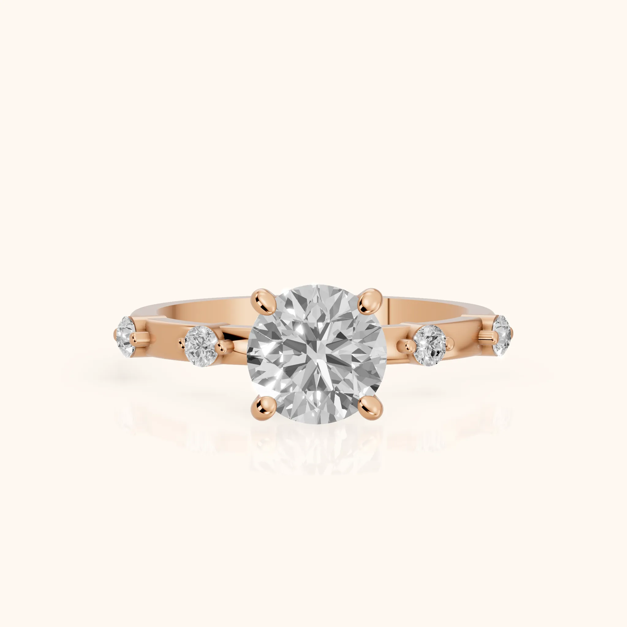 Bague de Fiançailles Solitaire Ronde Diamant Elena Radiance en Or Rose — view 1