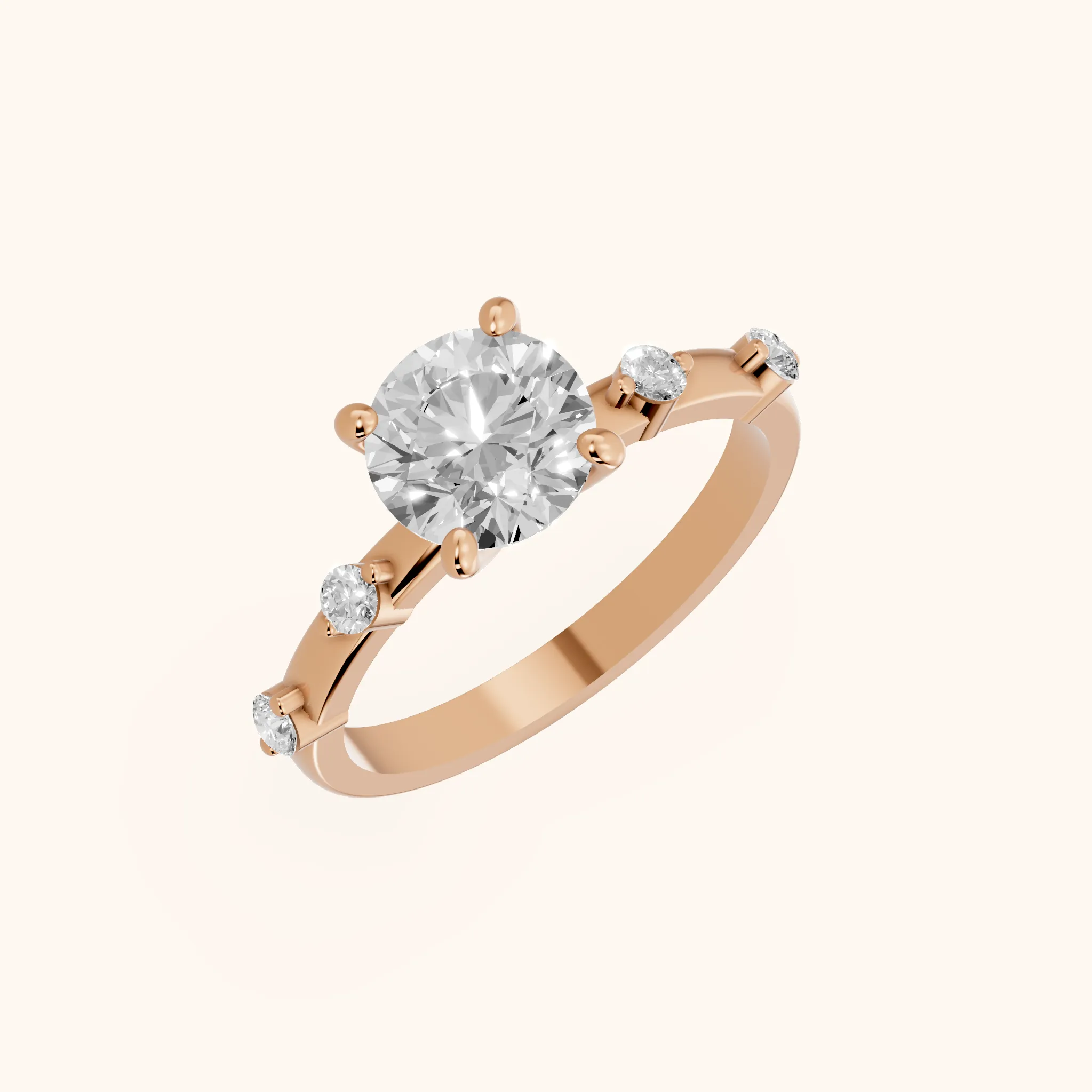 Elena Radiance Solitaire Round Diamond Engagement Ring in Rose Gold