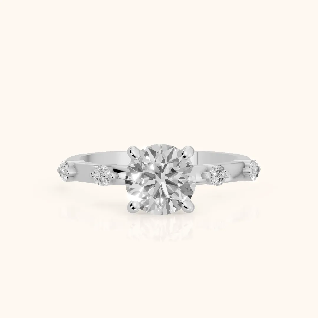 Elena Radiance Solitaire Round Diamond Engagement Ring in White Gold