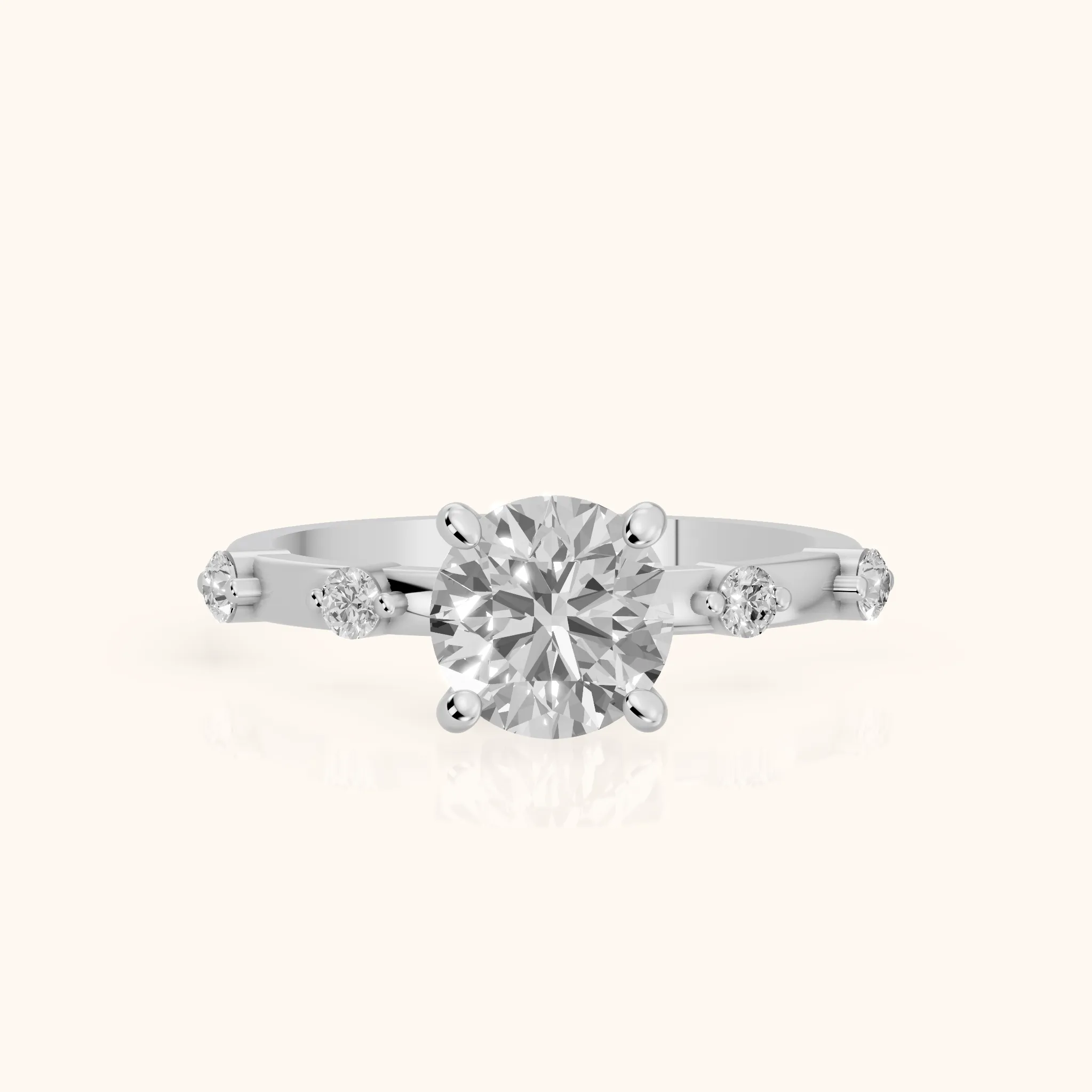 Bague de fiançailles solitaire diamant rond Elena Radiance en or blanc — view 1