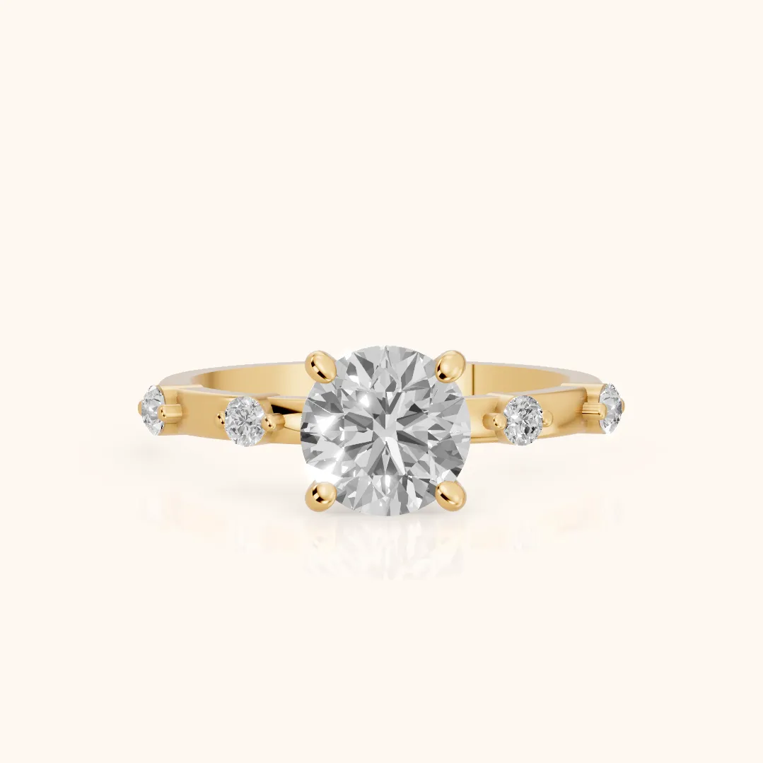 Elena Radiance Solitaire Round Diamond Engagement Ring in Yellow Gold