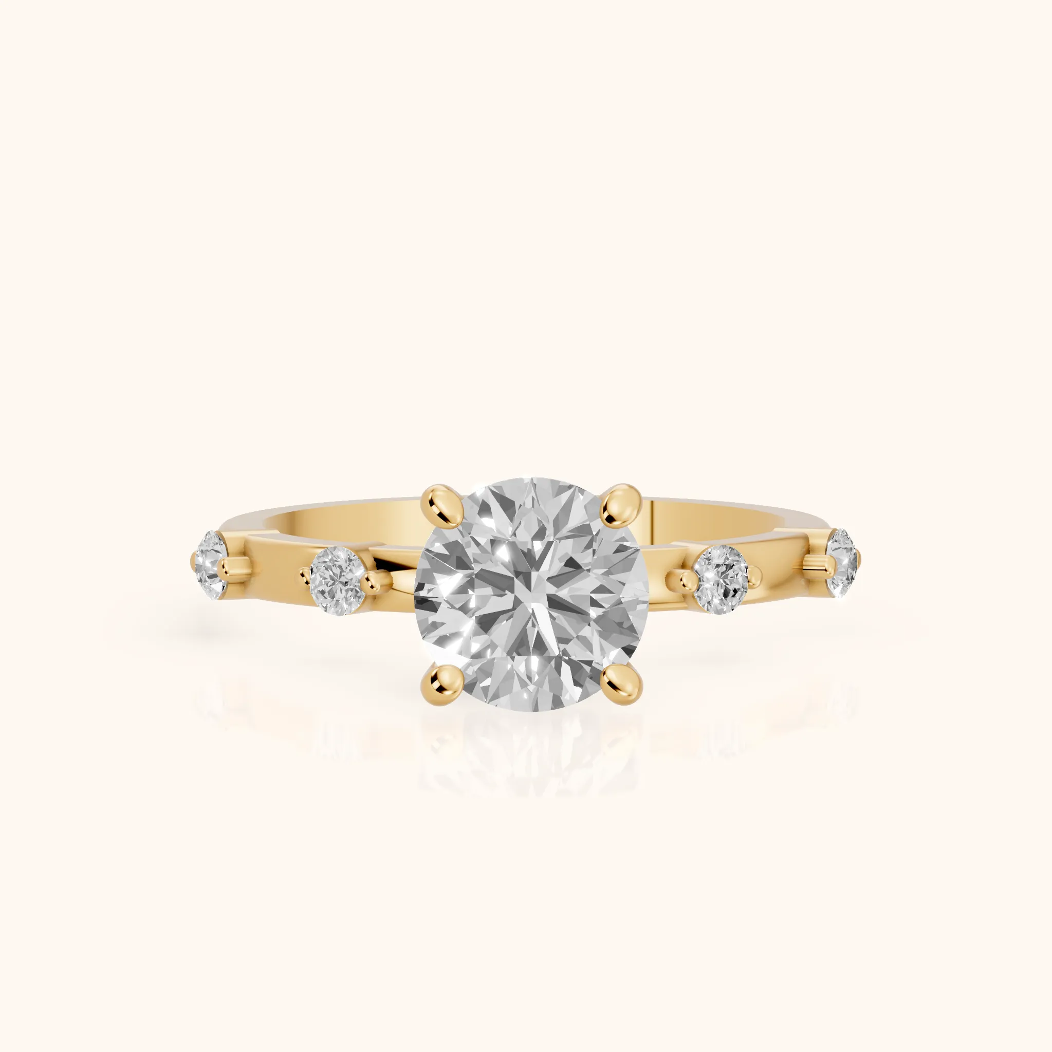 Bague de Fiançailles Solitaire Ronde Diamant Elena Radiance en Or Jaune — view 1