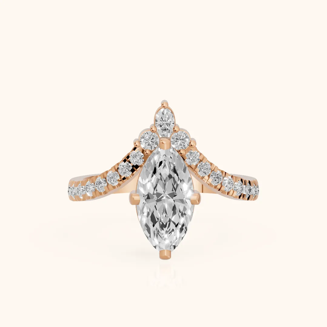 Bague de Fiançailles Isabella Legacy avec Diamants Taille Marquise Latéraux en Or Rose