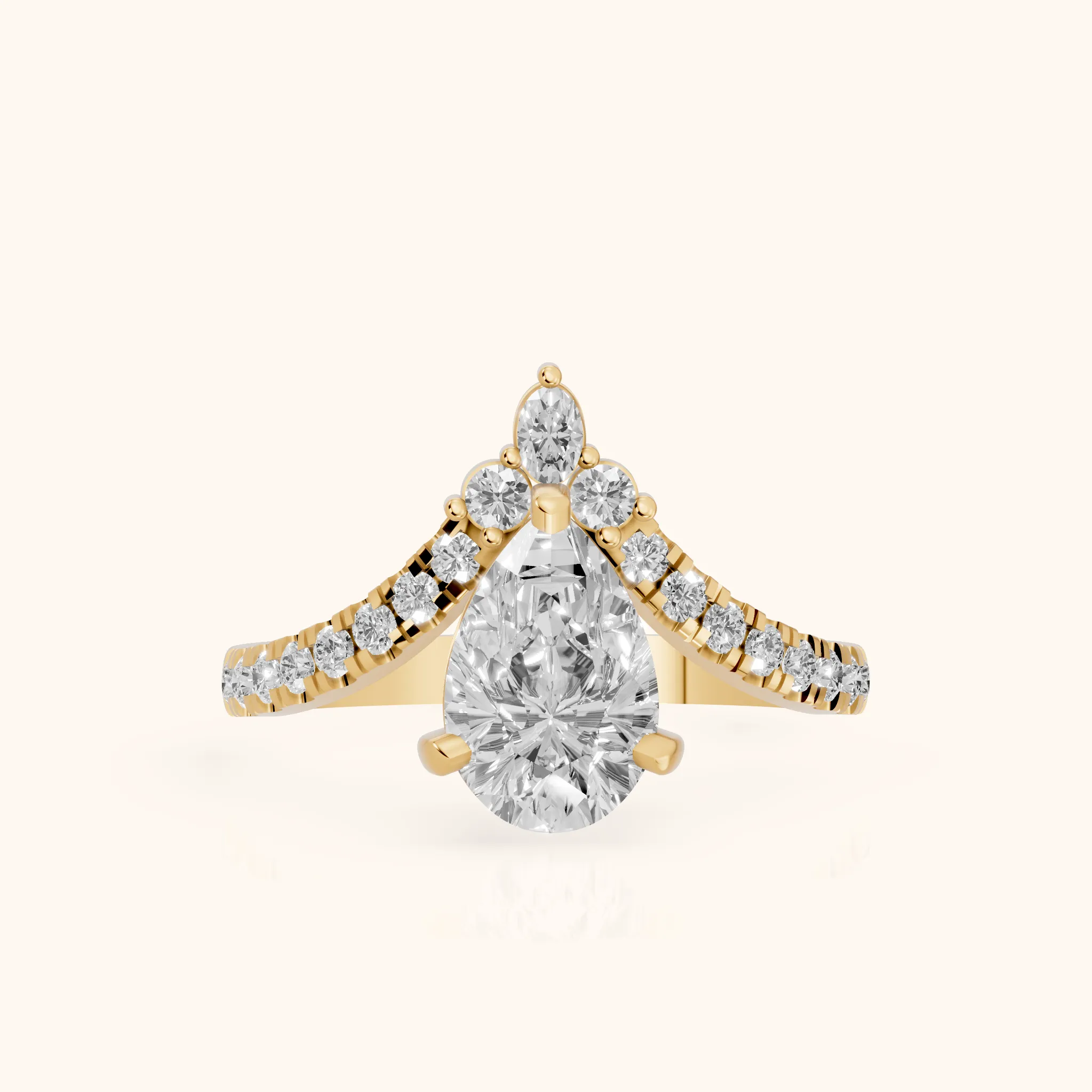 Isabella Legacy Side Stone Pear Diamond Engagement Ring in Yellow Gold — view 1