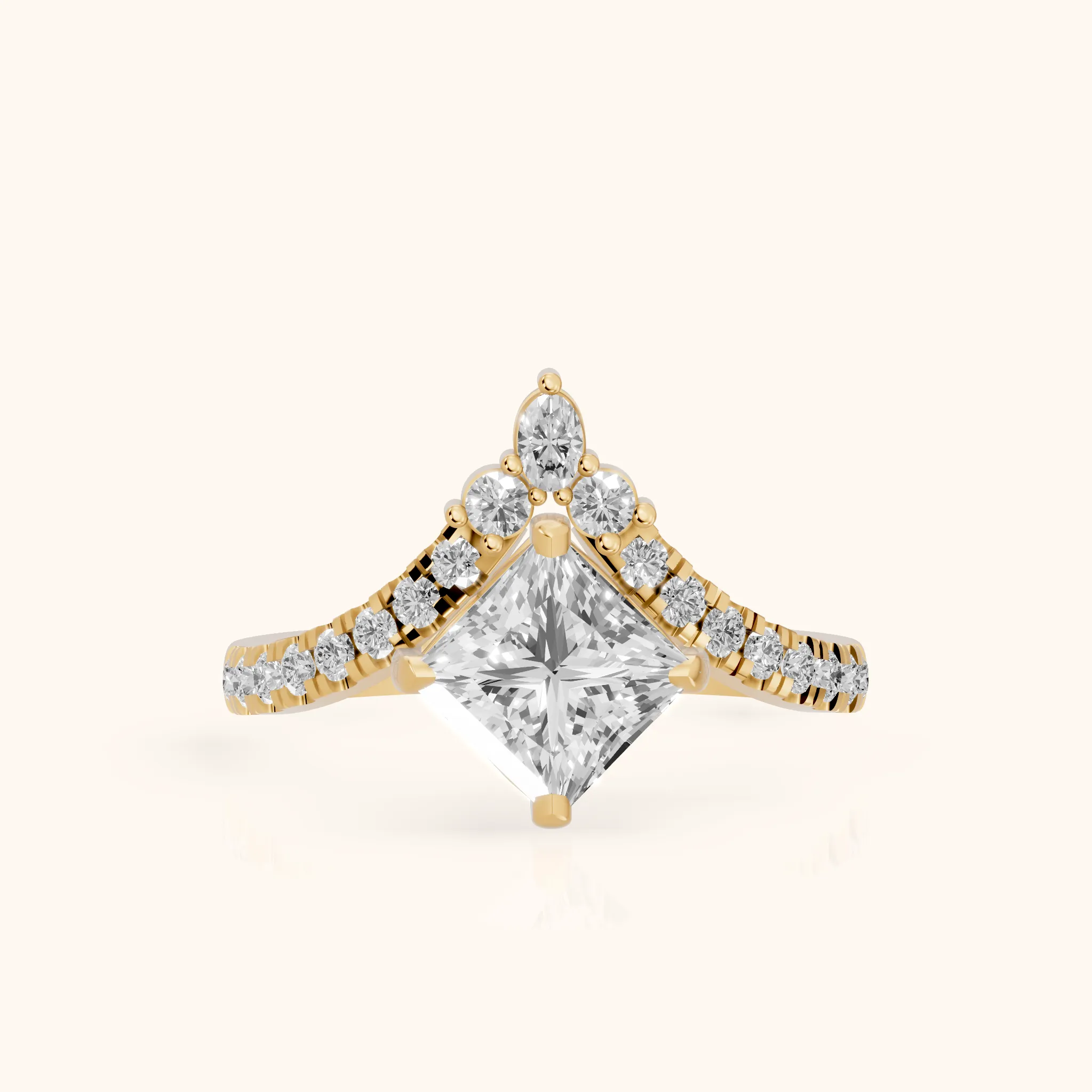 Isabella Legacy Side Stone Princess Diamond Engagement Ring in Yellow Gold — view 1