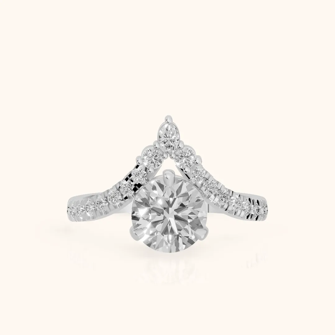 Isabella Legacy Side Stone Round Diamond Engagement Ring in Silver
