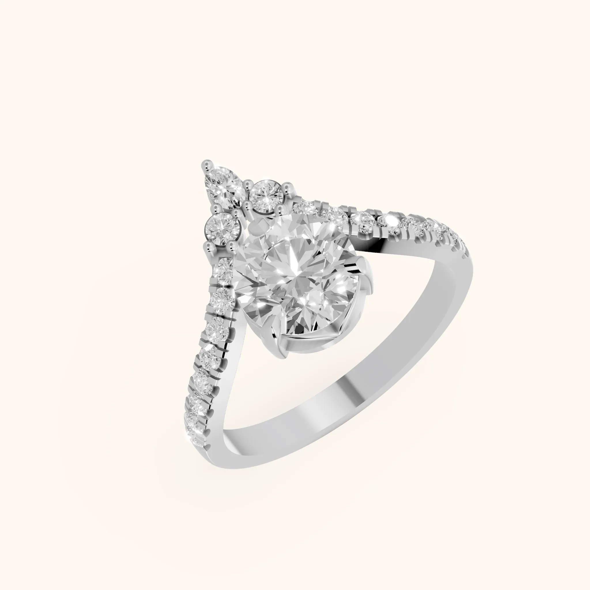 Isabella Legacy Side Stone Round Diamond Engagement Ring in Silver