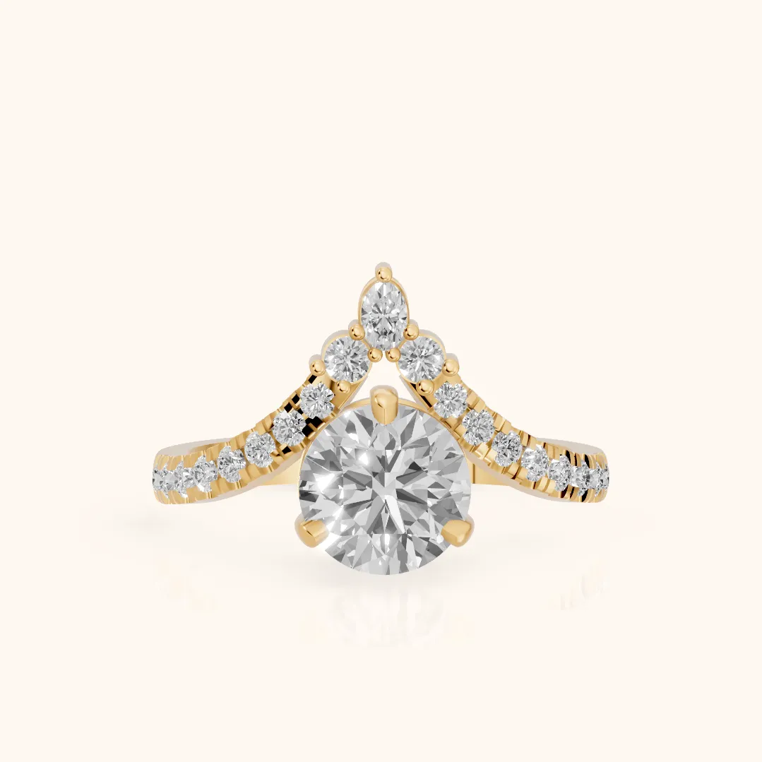Isabella Legacy Side Stone Round Diamond Engagement Ring in Yellow Gold
