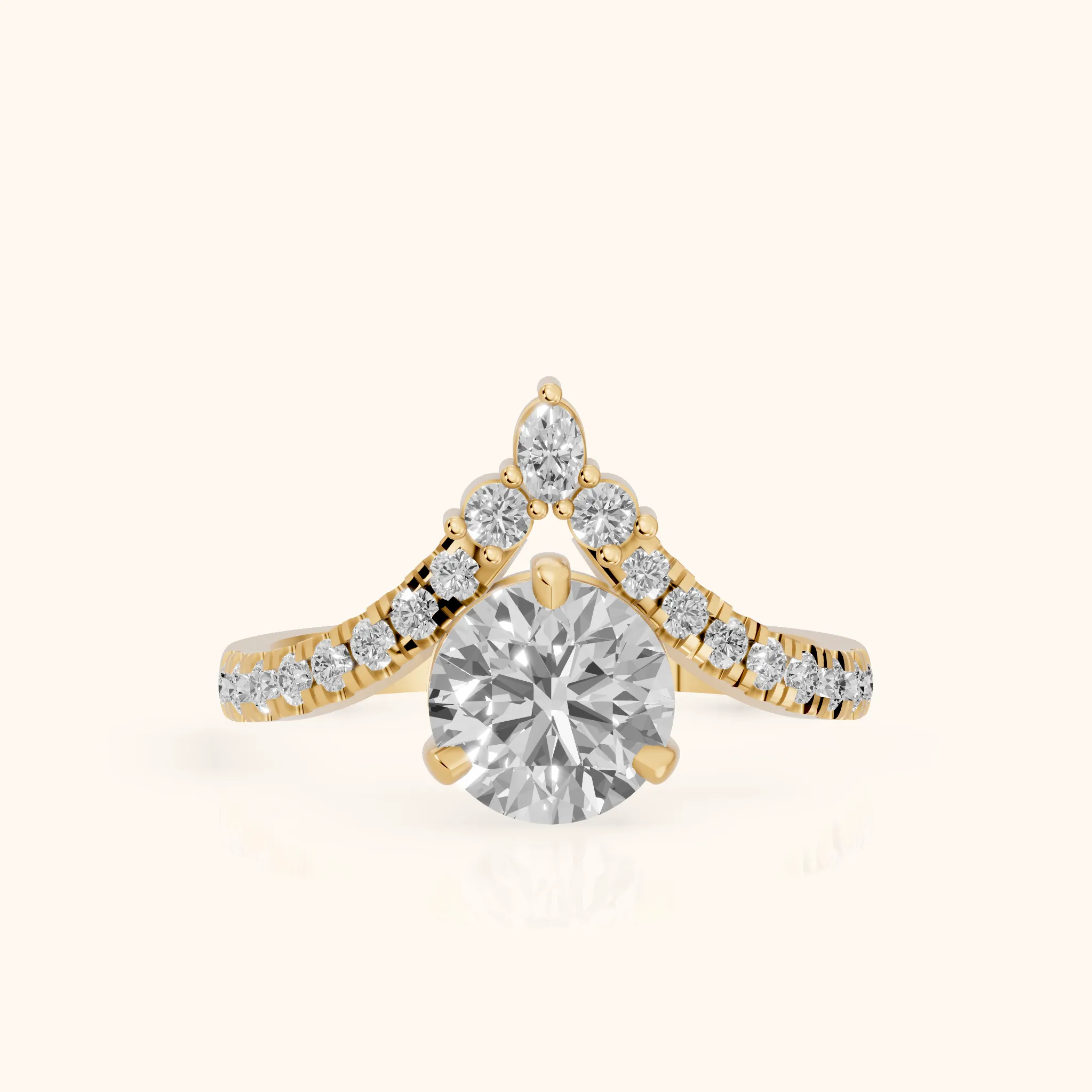 Isabella Legacy Side Stone Round Diamond Engagement Ring in Yellow Gold — view 1