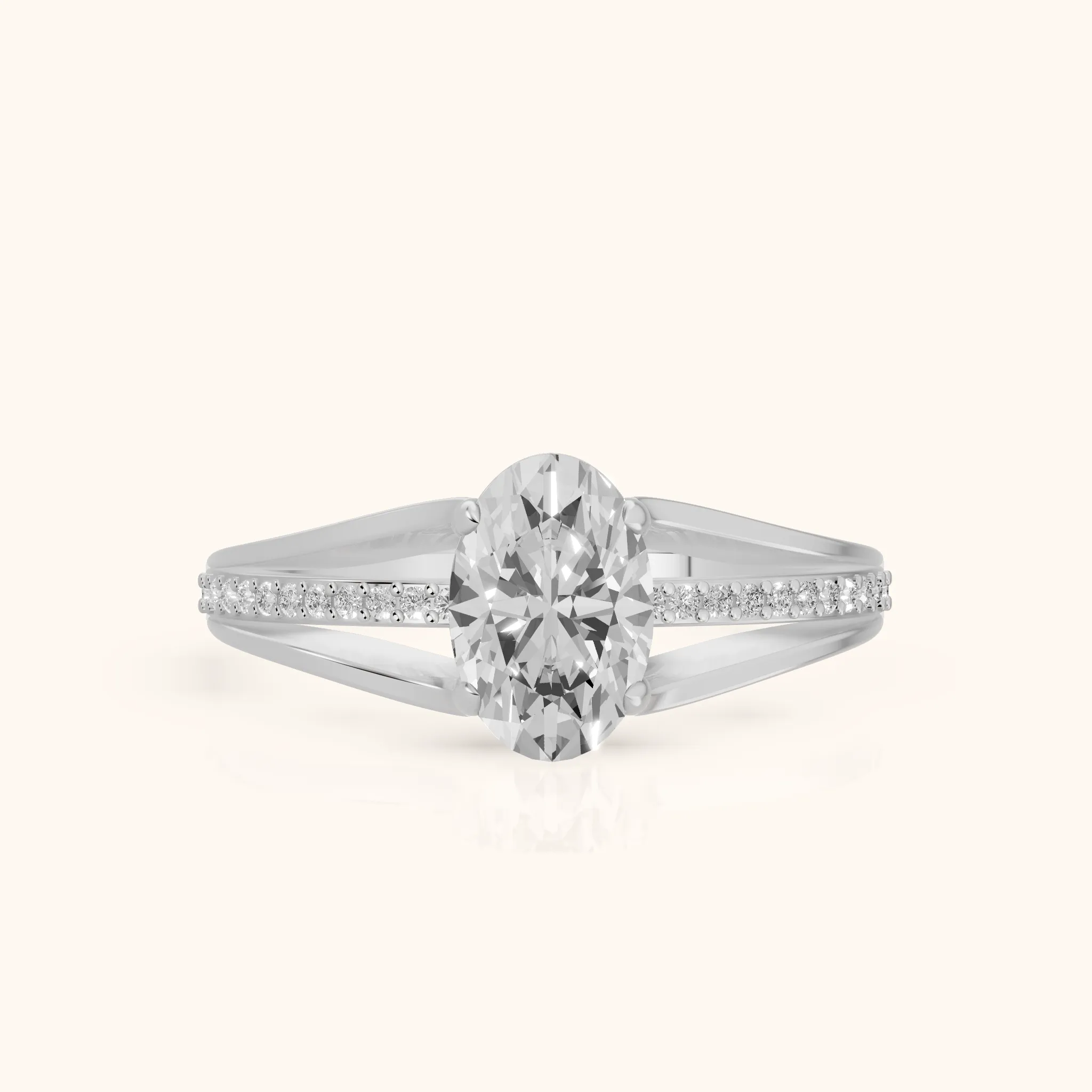 Lucinda Split Shank Oval Diamond Engagement Ring in Silver — view 1