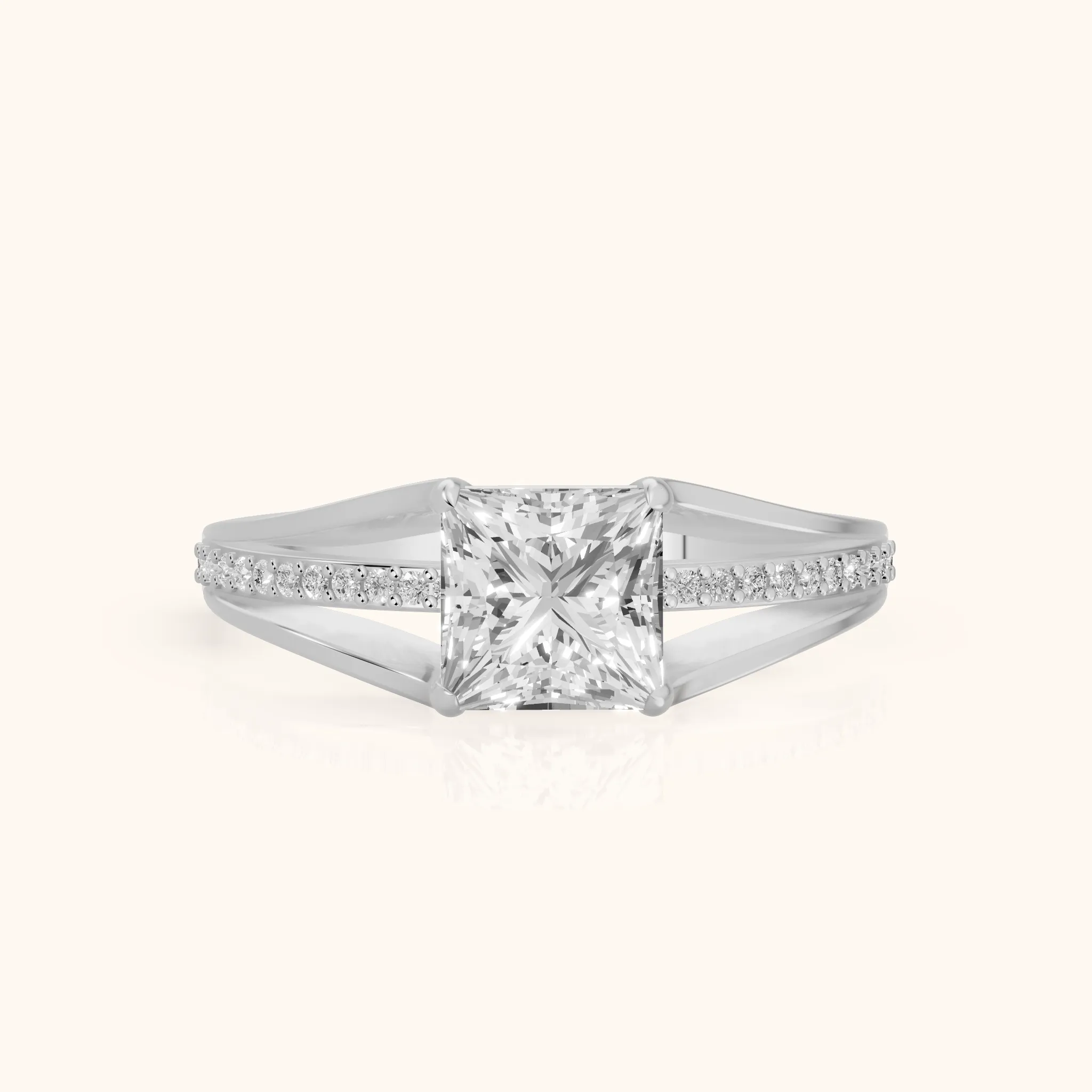 Lucinda Split Shank Princess Diamond Engagement Ring in Silver — view 1