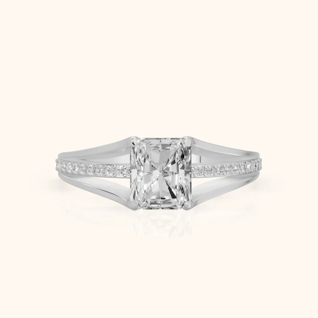 Lucinda Split Shank Radiant Diamond Engagement Ring in Silver — view 2